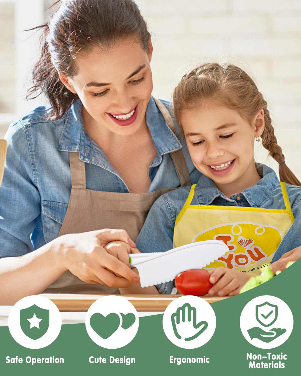 Kit Couteau Sécurité Cuisine Enfants 16 Pièces - Couteaux Incassables Dès 2 Ans