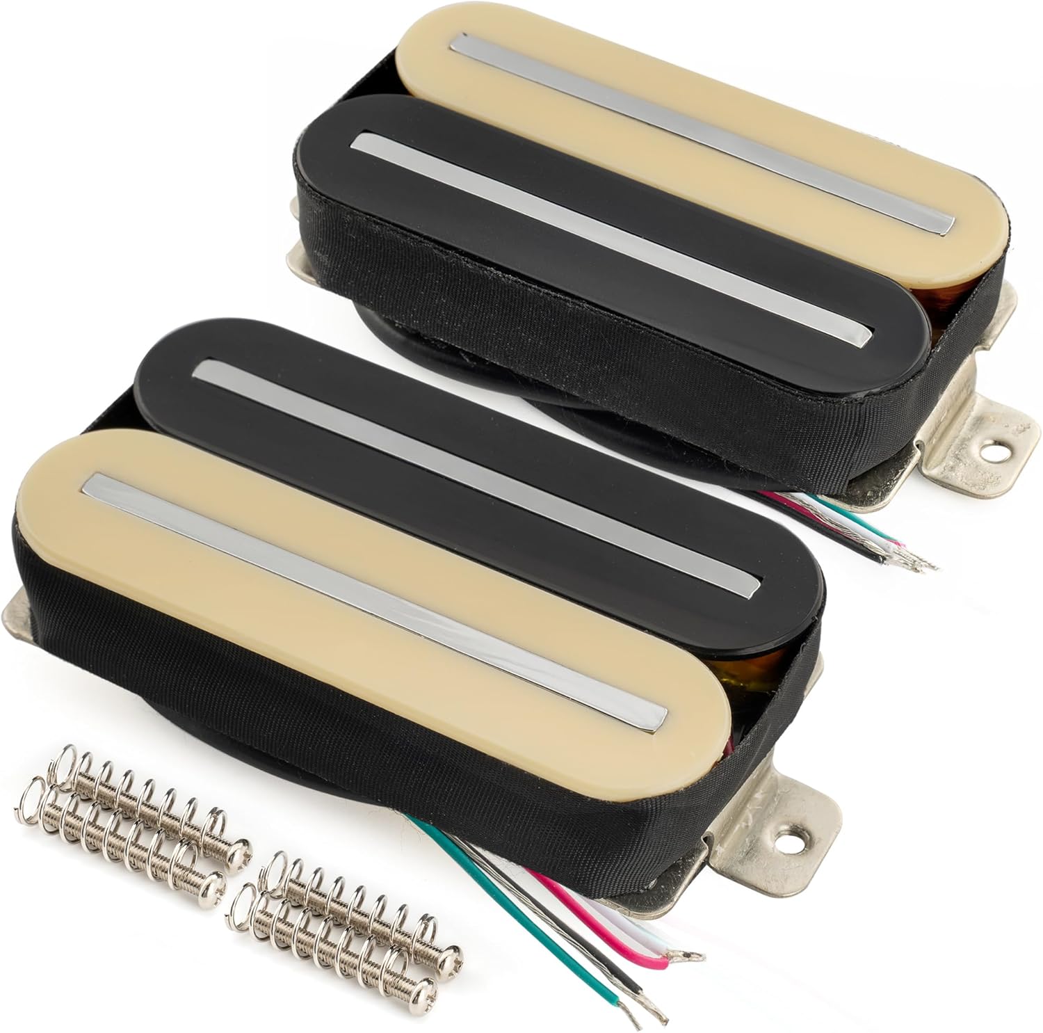 Musiclily Pro HH-DJRC Ceramic Rail Blade Humbucker Neck Bridge Pickups Set 8K/14.5K for Electric Guitar, Zebra
