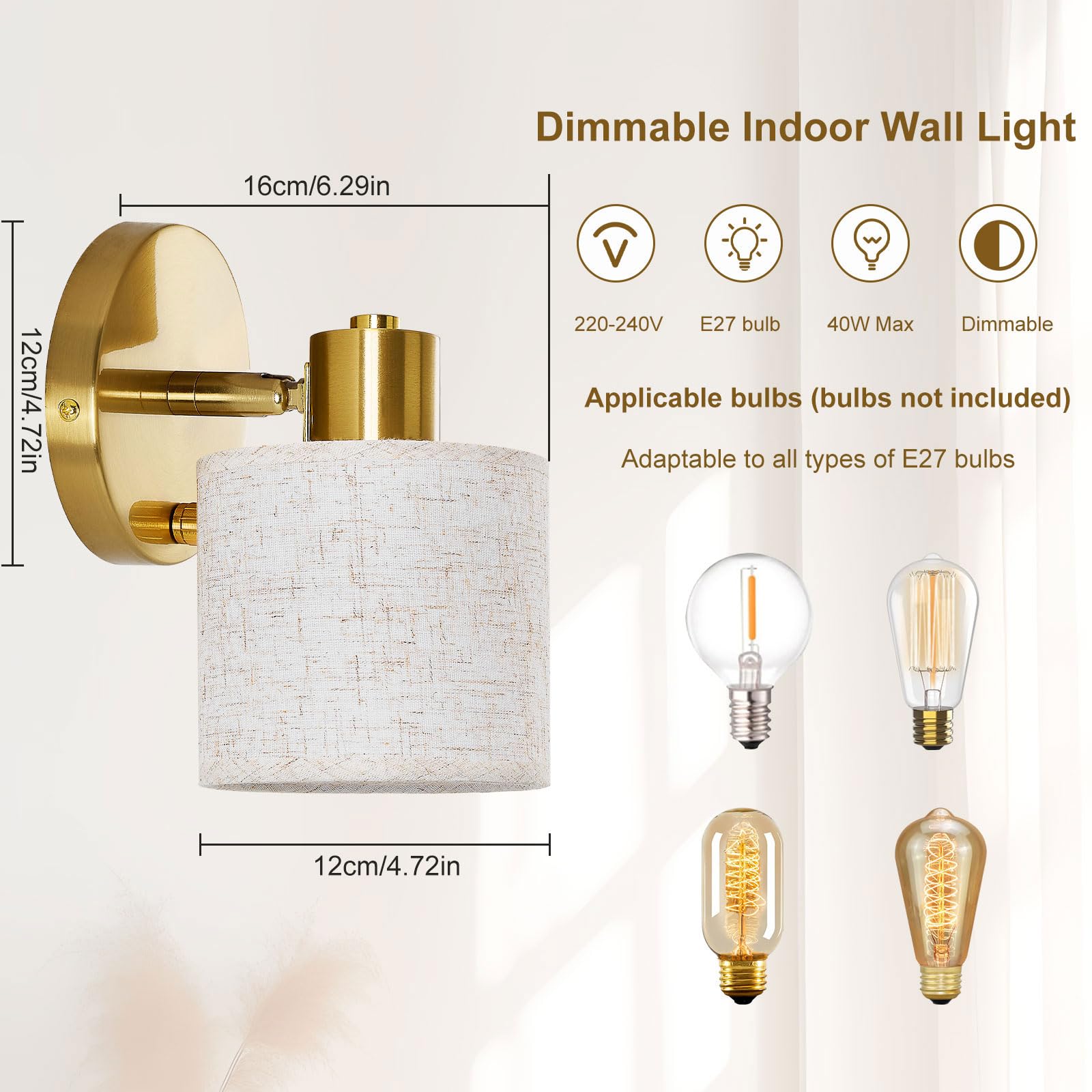 Quvio Wandlamp Met Glazen Bol - Goud - Quv5201-gold