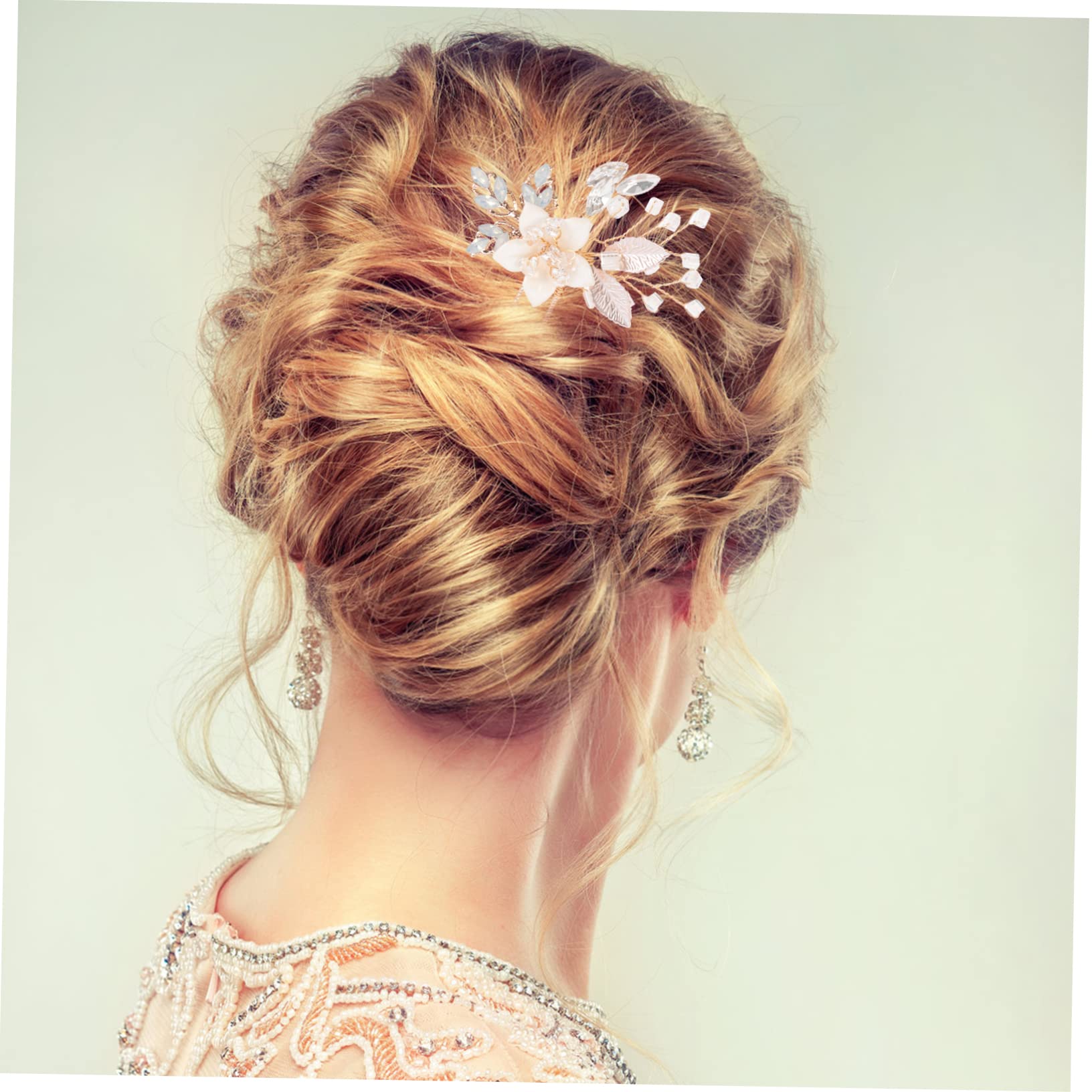 Housoutil 5 Pares horquilla para el pelo de la boda de la novia pinzas para el cabello de cristal pasadores de pelo de diamante tiara tocado de novia pasador de pelo de flores peine