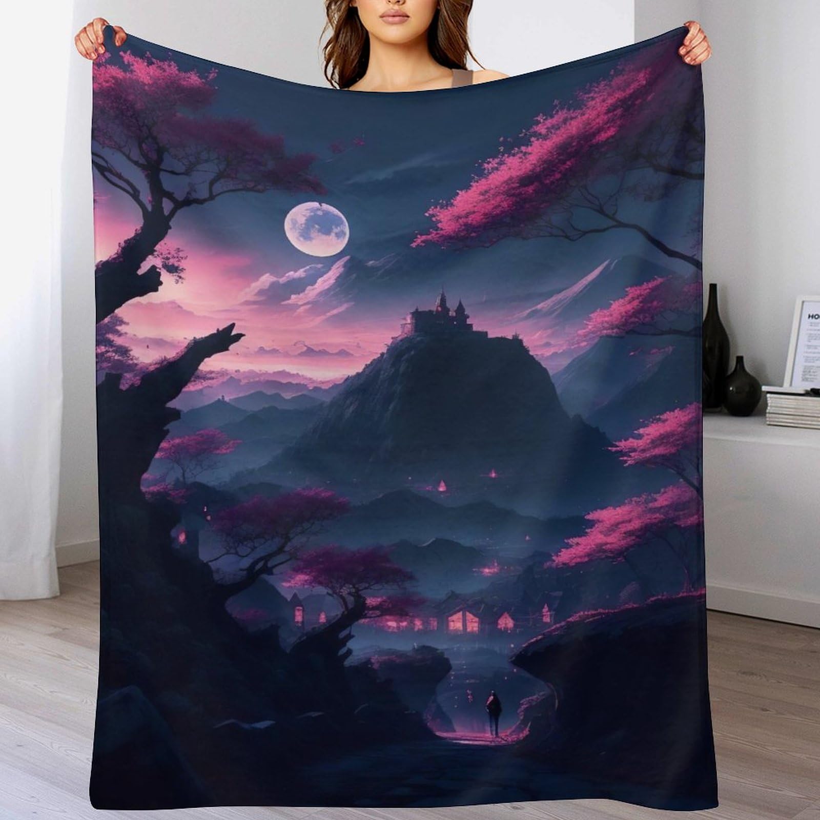 Couverture canapé cerise tree flanelle douce moelleuse et jeté de lit japonais chaud