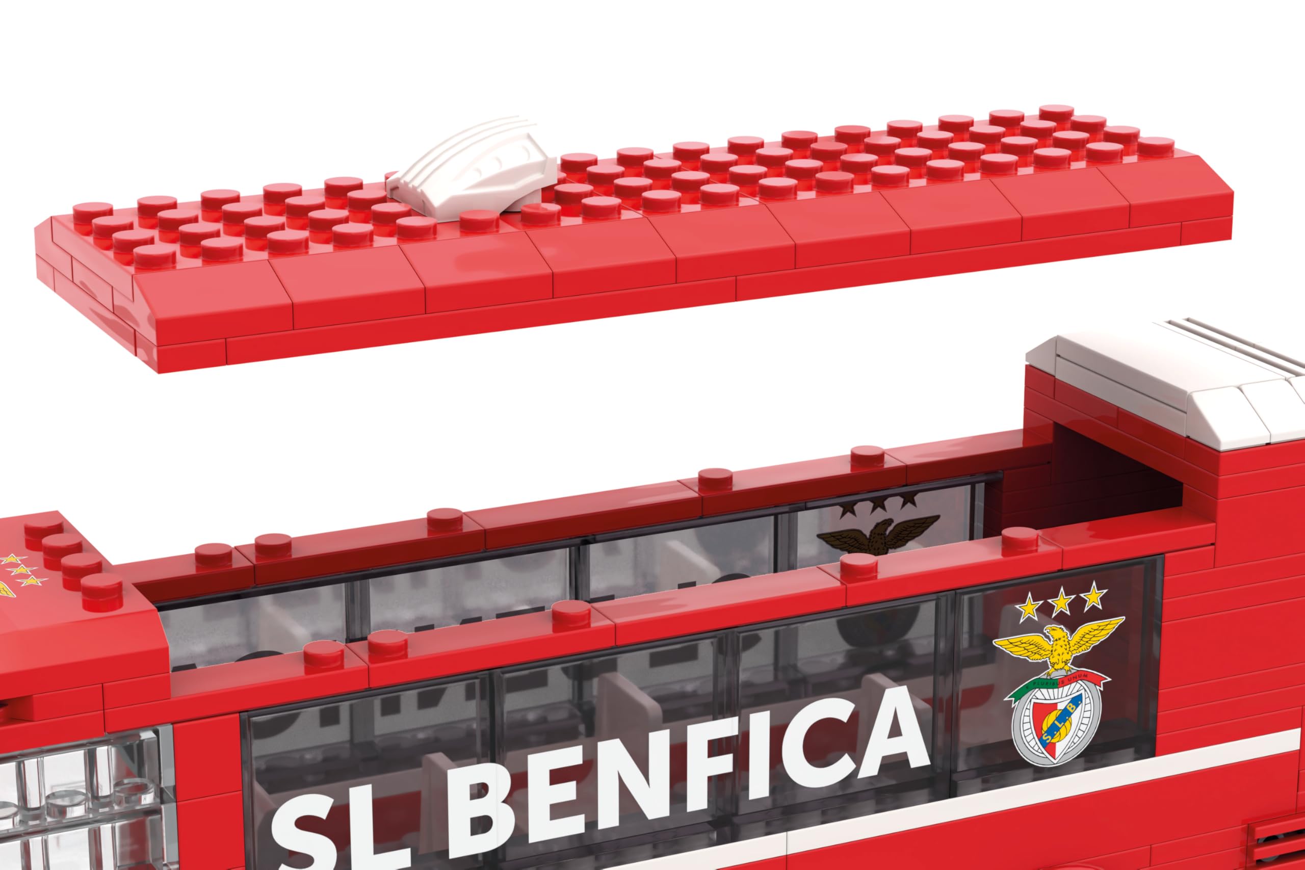 LICENÇA Oficial Sport Lisboa E Benfica. Autocarro da equipa Sport Lisboa e Benfica. Conjunto de construção com 332 peças, 24 cm. Presente para meninos e Meninas com Mais de 7 Anos. Neko Brands