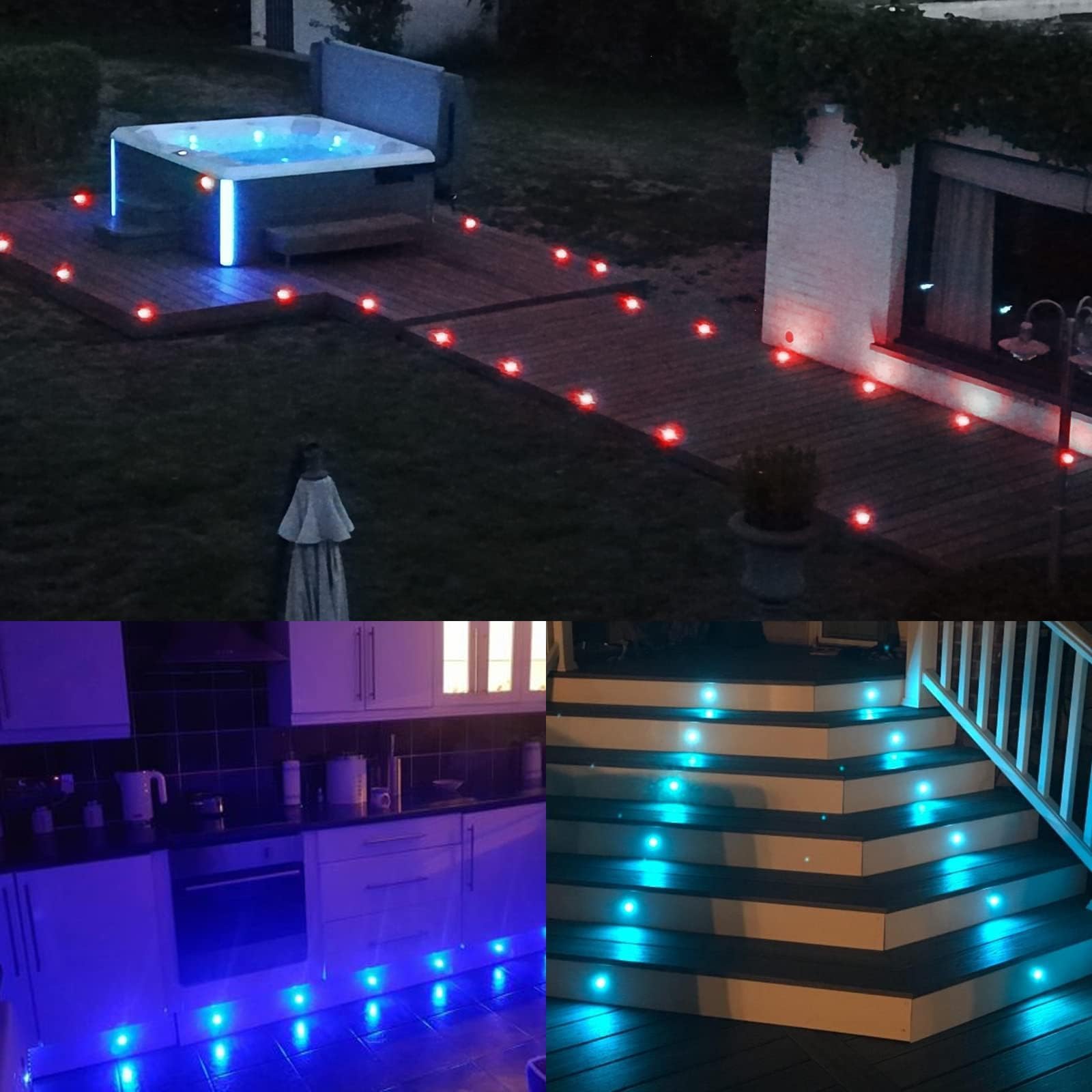 WLAN RGB Bodenstrahler Außen 20er Set | IP67 Wasserdicht, DC12V, Ø30mm, App/Alexa-Steuerung, befahrbar, 50.000h Lebensdauer und dimmbar