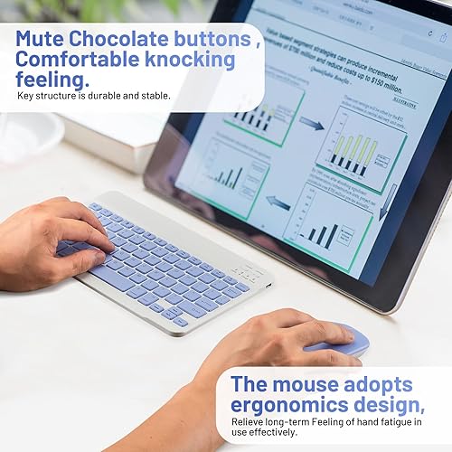 Miniatura 3 de Combo de teclado y mouse Bluetooth, teclado inalámbrico portátil recargable para Apple iPad, iPhone, iOS 13 y superior, Samsung, tableta, teléfono