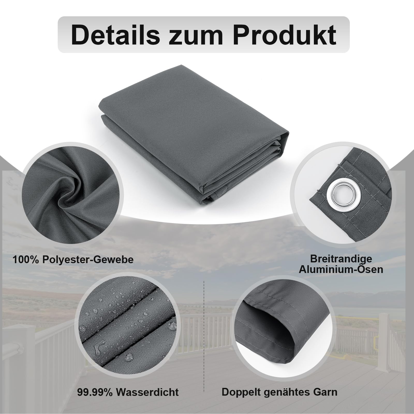 AXT SHADE Balkon Sichtschutz Wetterfest 90x600cm Balkonverkleidung Balkonabdeckung Balkonbespannung Blickdichte Windschutz und UV-Schutz mit Kabelbinder für Balkongeländer-Anthrazit