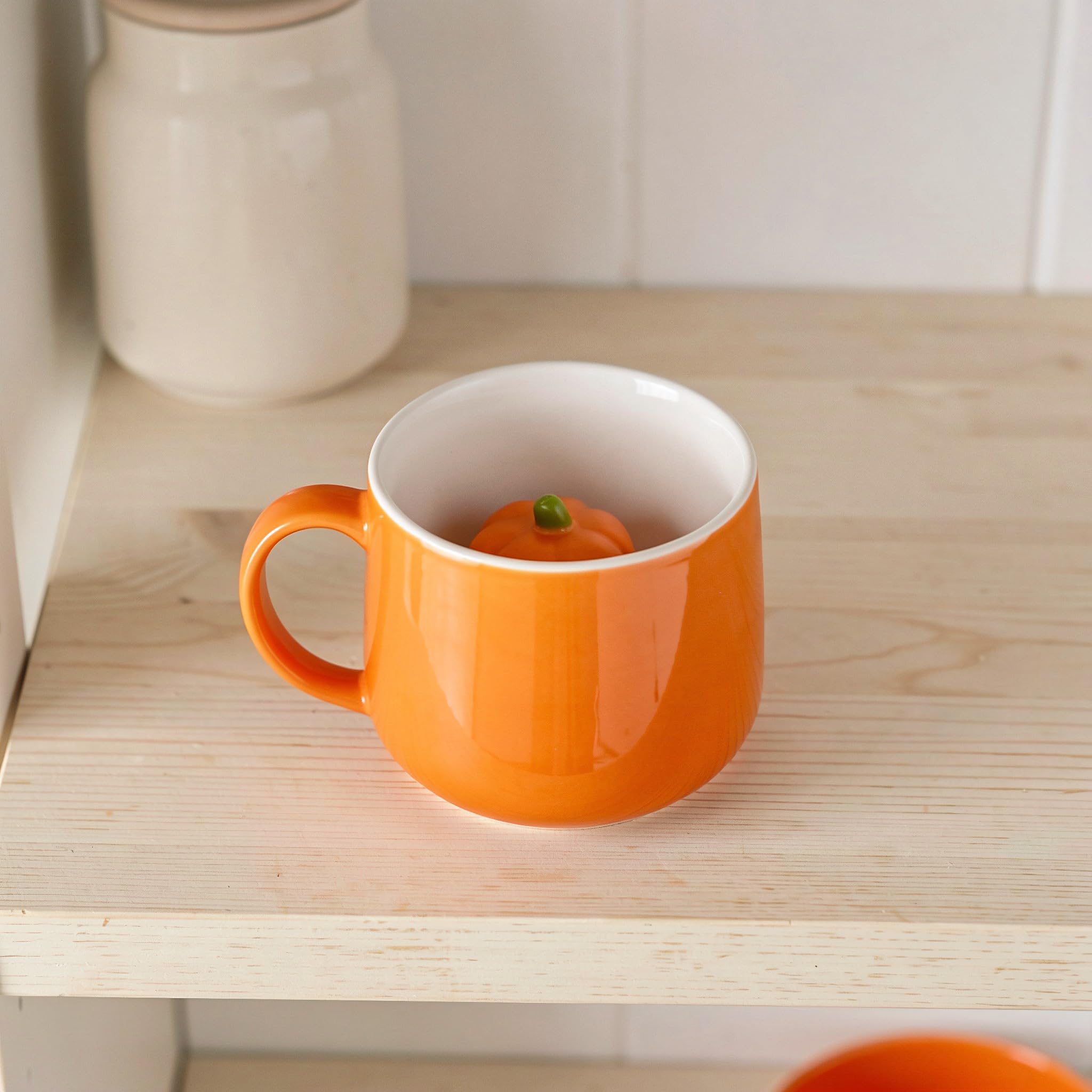 Zerodeko Taza de calabaza naranja de Halloween, pintada a mano, para café