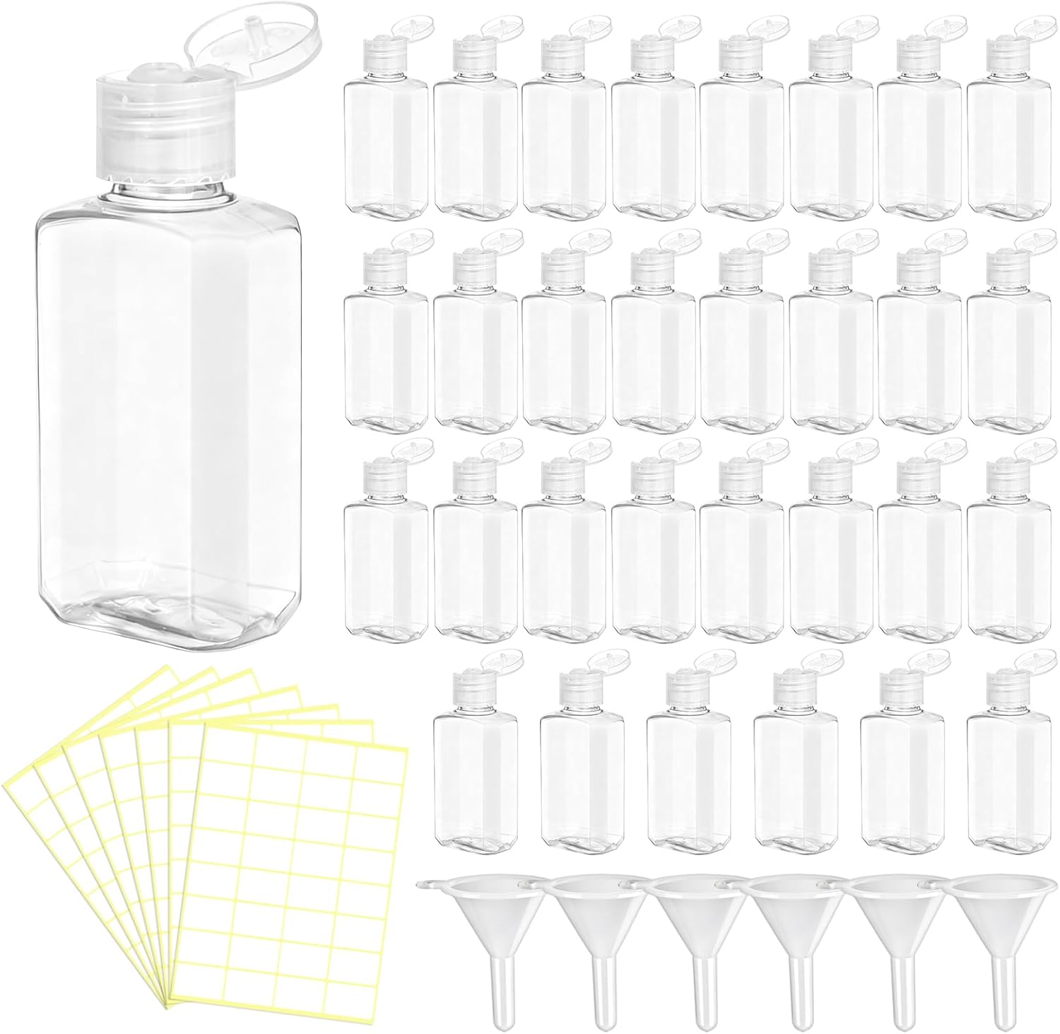 210 Pcs 2 oz Plastic Hand Sanitizer Bulk Bottles Clear Portable Refillable Bottle with Flip Cap Reusable Shampoo Travel Size Empty Container for Outdoor, Travel