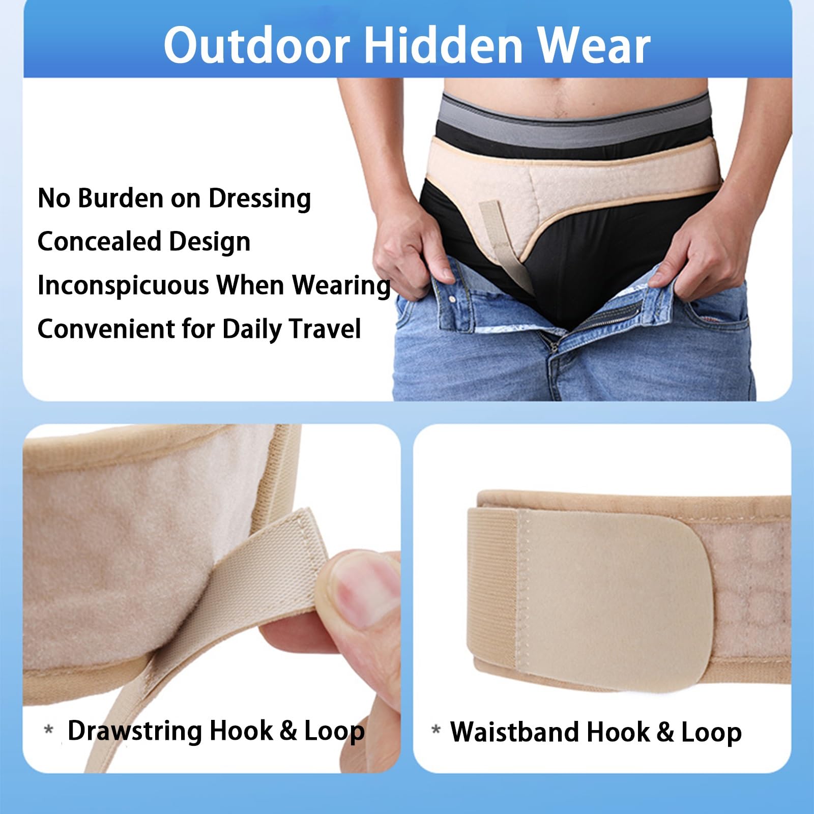 Pain Relief Hernia Belt with 2 Removable Compression Pads for Men, Women, Hernia Support Unilateral, Left and Right Universal(Gray,X-Large)