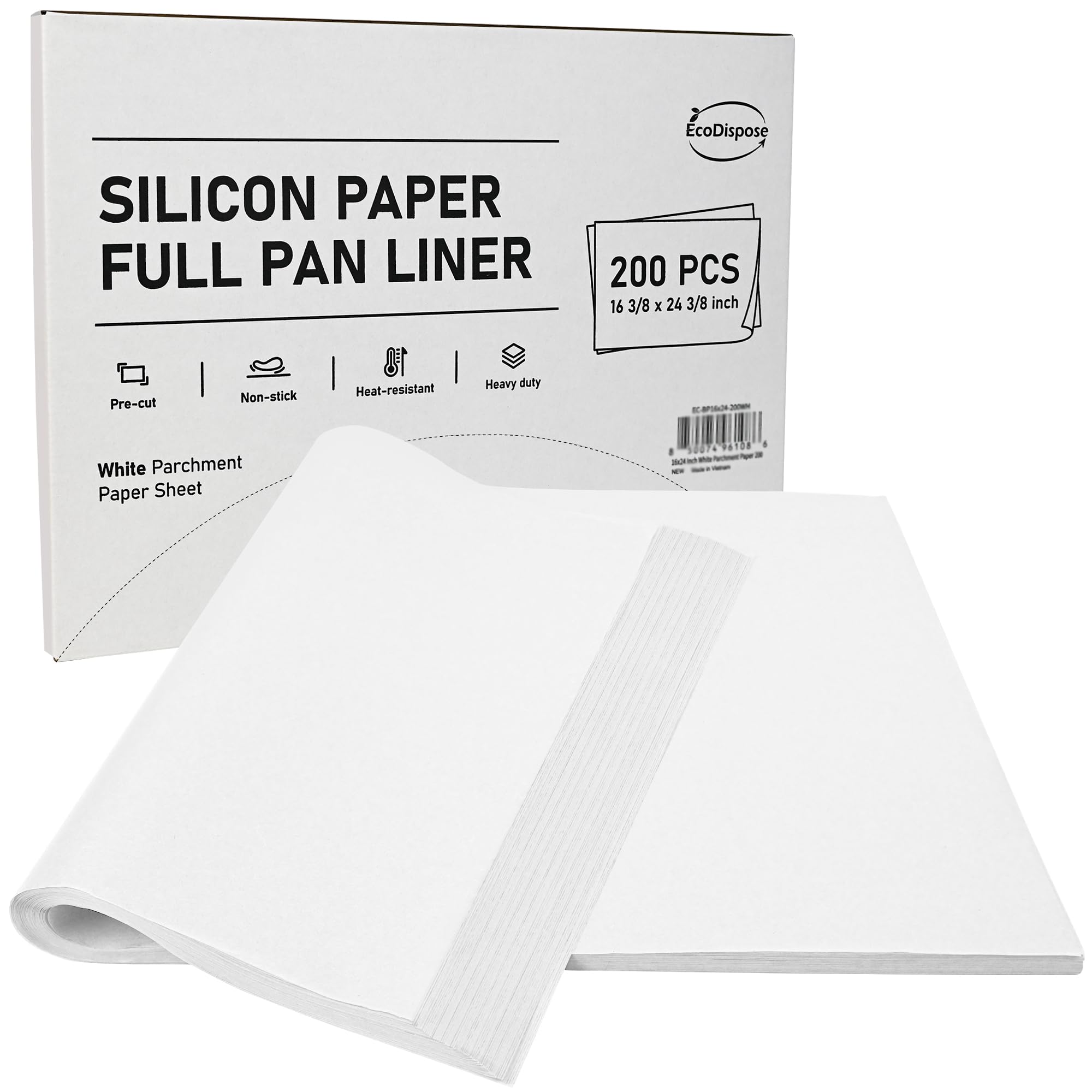EcoDispose 200 Sheets 16x24 Inch (41x61cm) Unbleached Precut Baking Paper