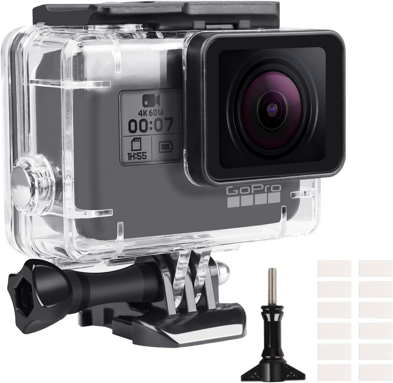 Custodia Protettiva Impermeabile per GoPro Hero 5/6/7, 60m Custodia Subacque Accessori Include Supporti Viti e 12 Inserti Antiappannamento per GoPro Hero 5/6/7 Fotocamera Digitale