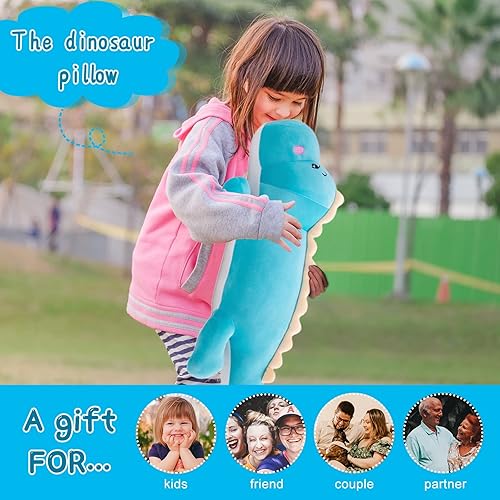 Miniatura 7 de Almohada de peluche de dinosaurio, bonita muñeca de animales de peluche de dinosaurio, cojín lumbar suave para la espalda, juguete de peluche de