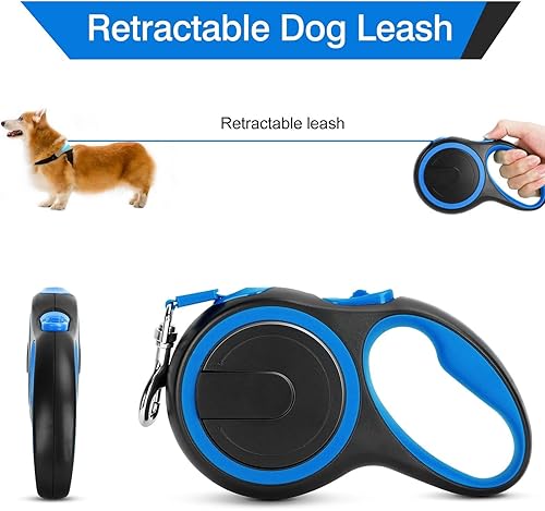 Vista 18 de UrbanX Correa retráctil para perros Shih Tzu y otros pequeños perros de compañía con mango antideslizante. Cinta de nailon fuerte de 10 pies; freno