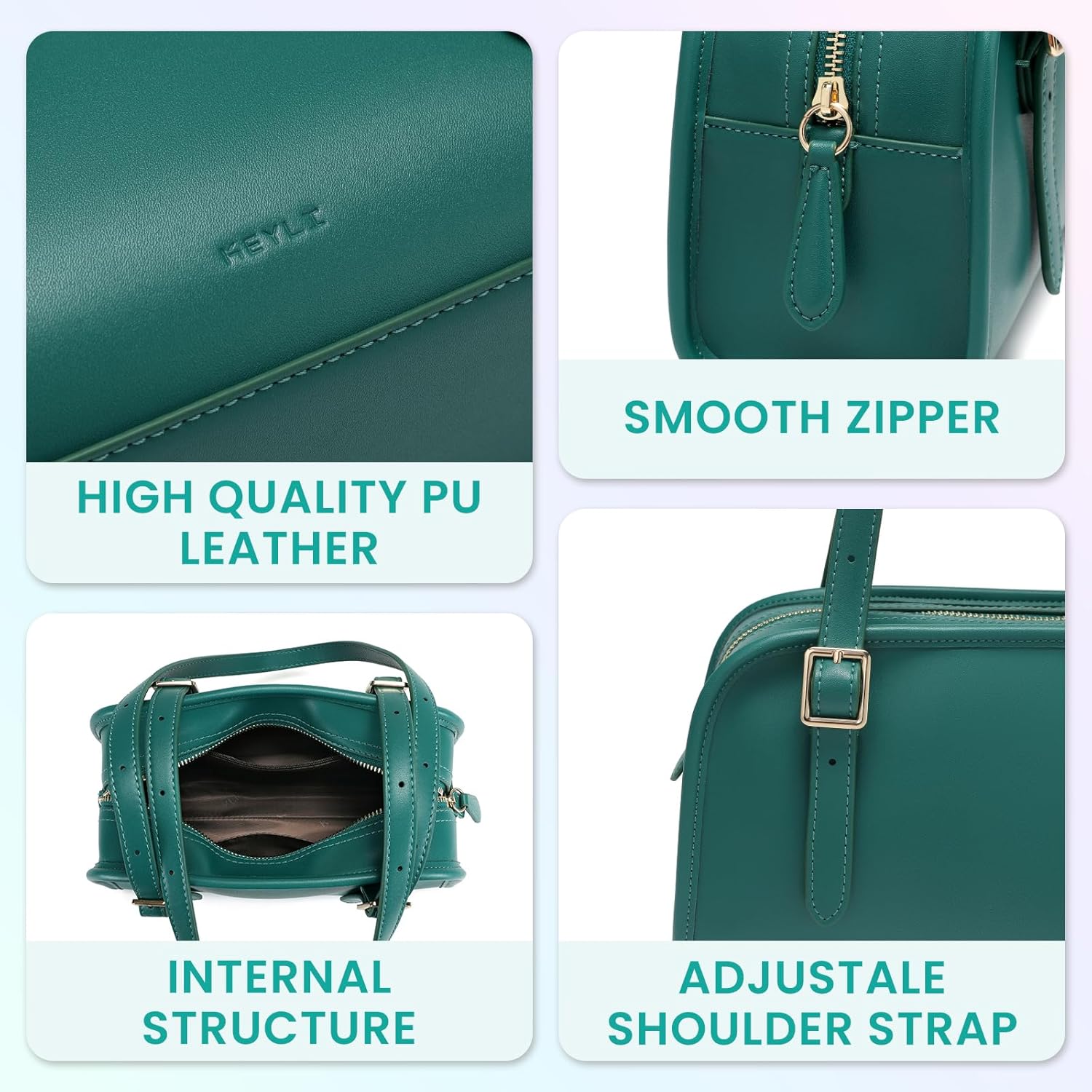 Keyli Swing Zip Shoulder Bag Fashion Purses for Women, Leather Shoulder Handbag Top-Handle Hobo Bags with Adjustable Strap - Image 6