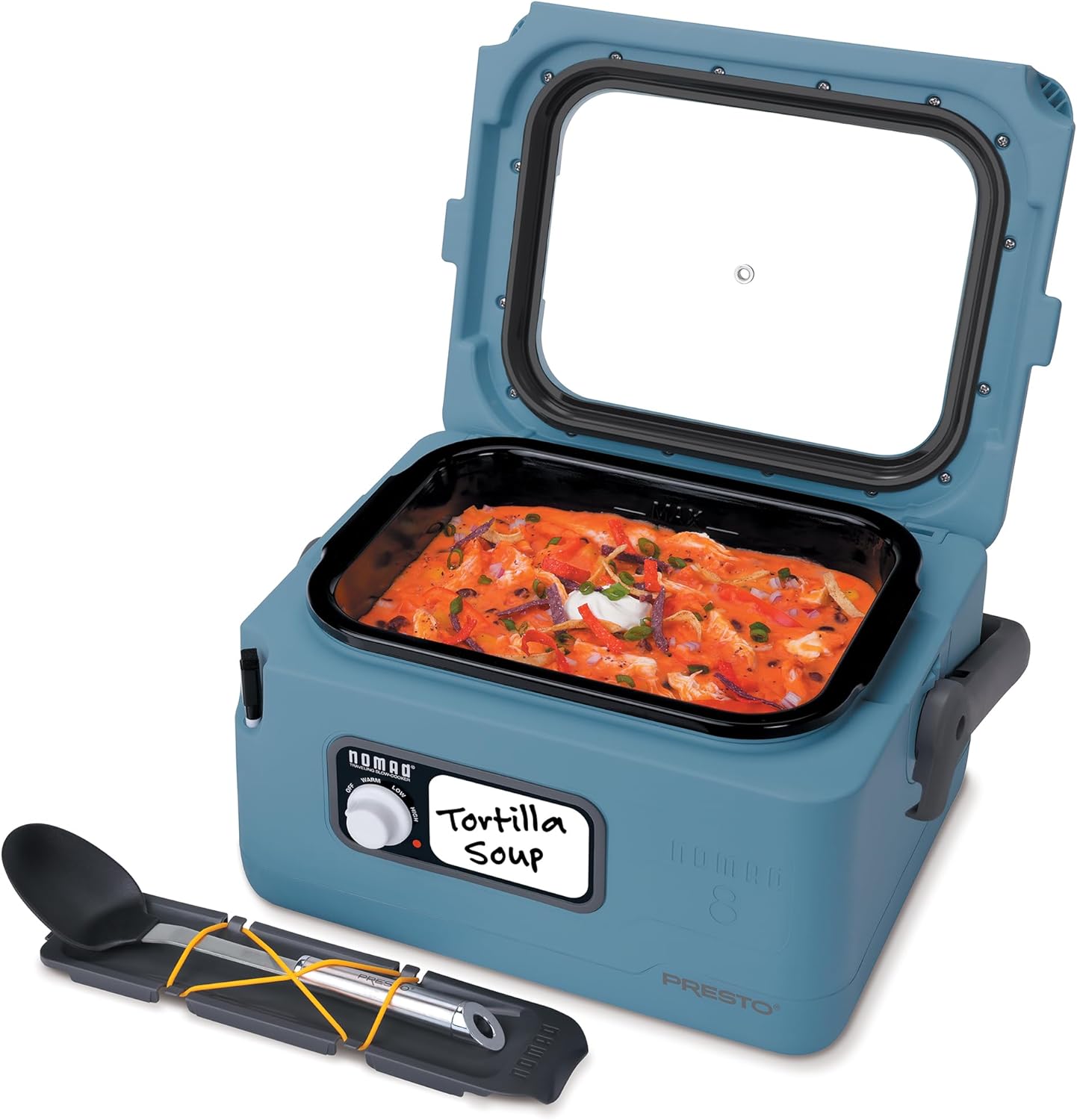 Presto 06017 Nomad 8-Quart Traveling Slow Cooker, Blue - Spill-Proof Portable for Tailgates & Potlucks