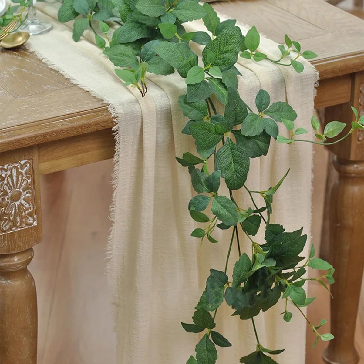 Chemin de Table, 40 x 300 cm, en Coton, pour Mariages, Anniversaires, décoration intérieure et fêtes, Couleur Blanc