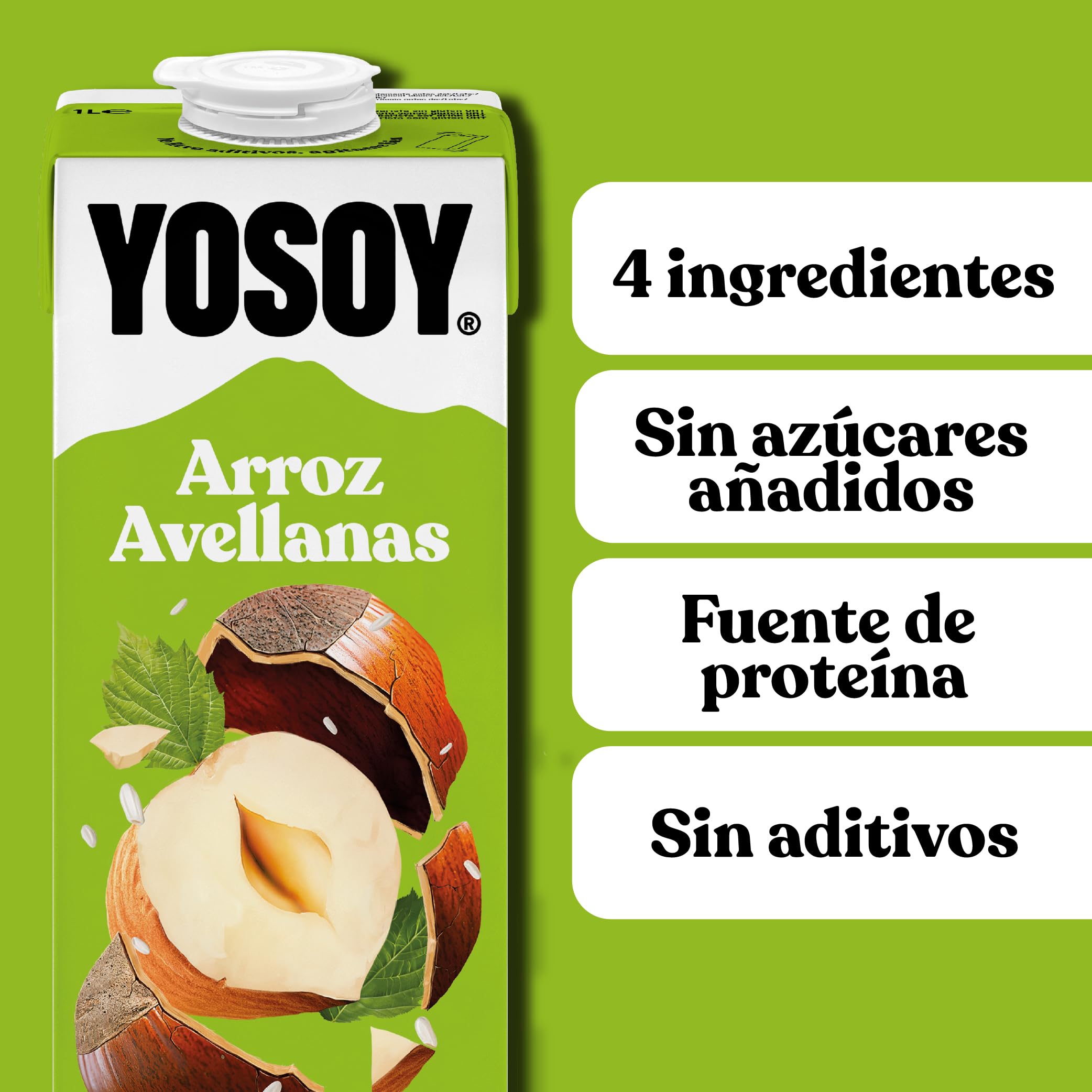 YOSOY Bebida de Arroz con Avellanas, Caja de 6 x 1L