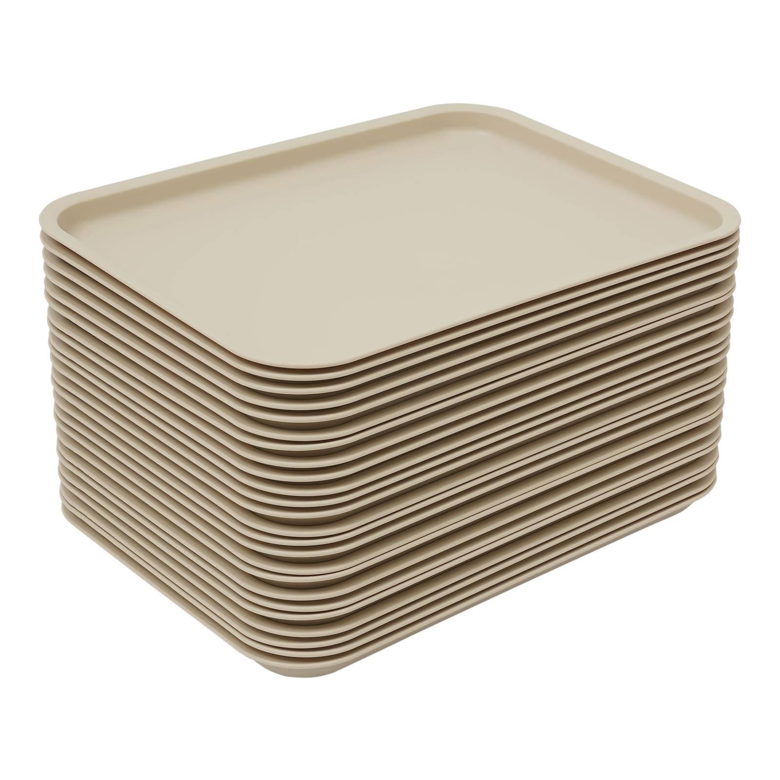 24 bandejas de comida rápida, bandejas de café, bandejas de plástico, antideslizantes, rectangulares, bandejas para servir para vacas, comedores, 36 x 27 x 2 cm (caqui)