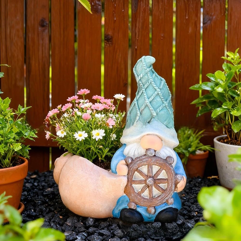 Statua da giardino in resina a forma di gnomo da spiaggia estiva, decorazione per esterni