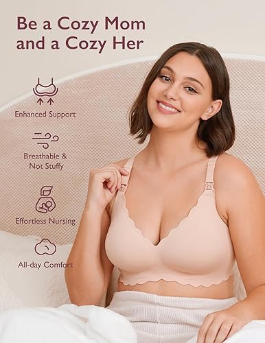 Miniatura 6 de Momcozy Nursing Bras for Breastfeeding, Seamless Pregnancy Maternity Bra Wireless Classic Jelly Strip Support Nursing Bra