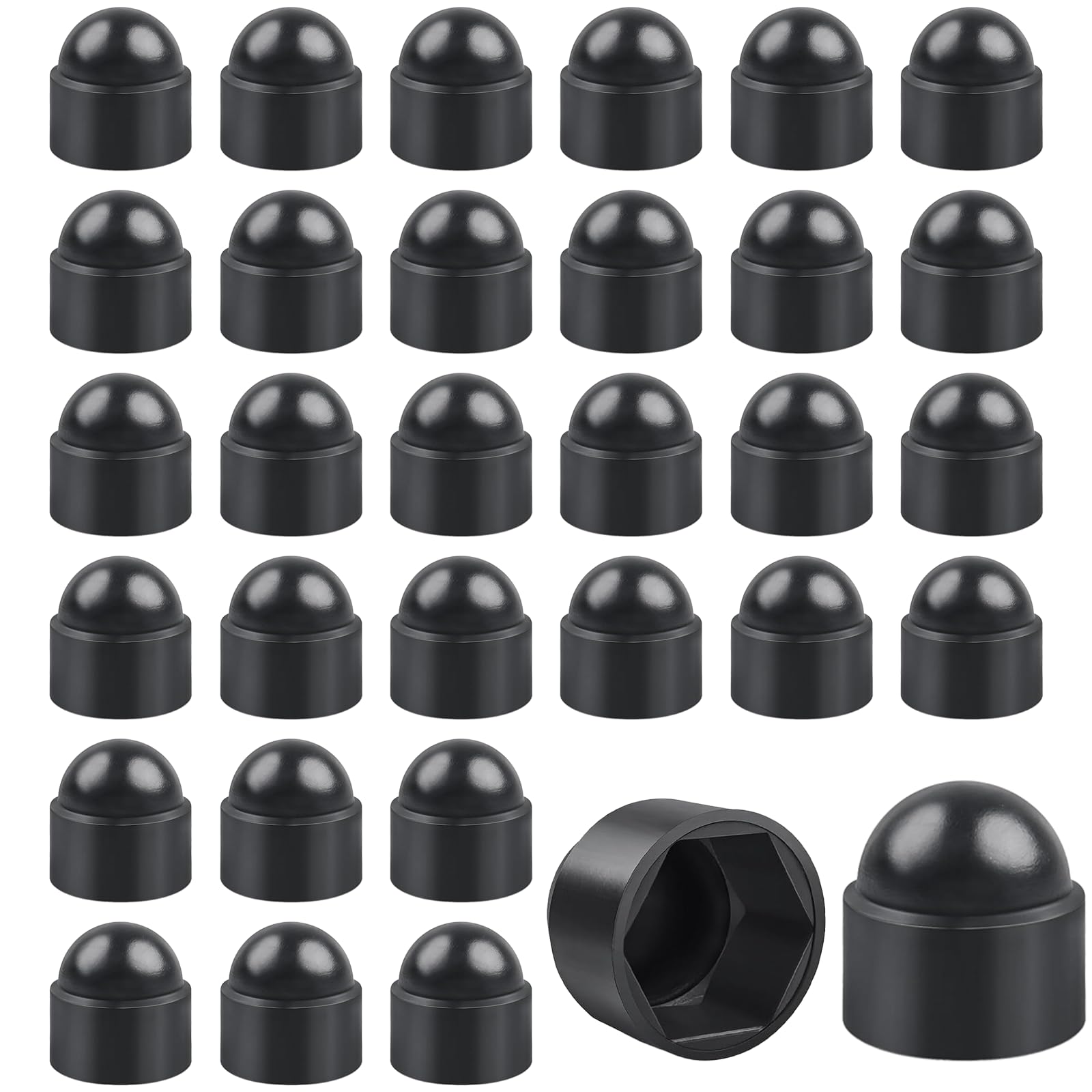 30 Pcs M12 Black Screw Caps, Hex Nut Protective Covers, Plastic Caps for Screws, Anti-Rust Waterproof Dust-Proof, for Indoor Outdoor Furniture Cabinet, DIY Projects