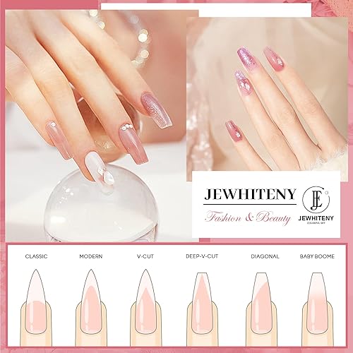 Miniatura 6 de JEWHITENY Kit de 14 piezas de gel de uñas de polietileno, kit de iniciación de gel de extensión con solución deslizante, juego de extensión