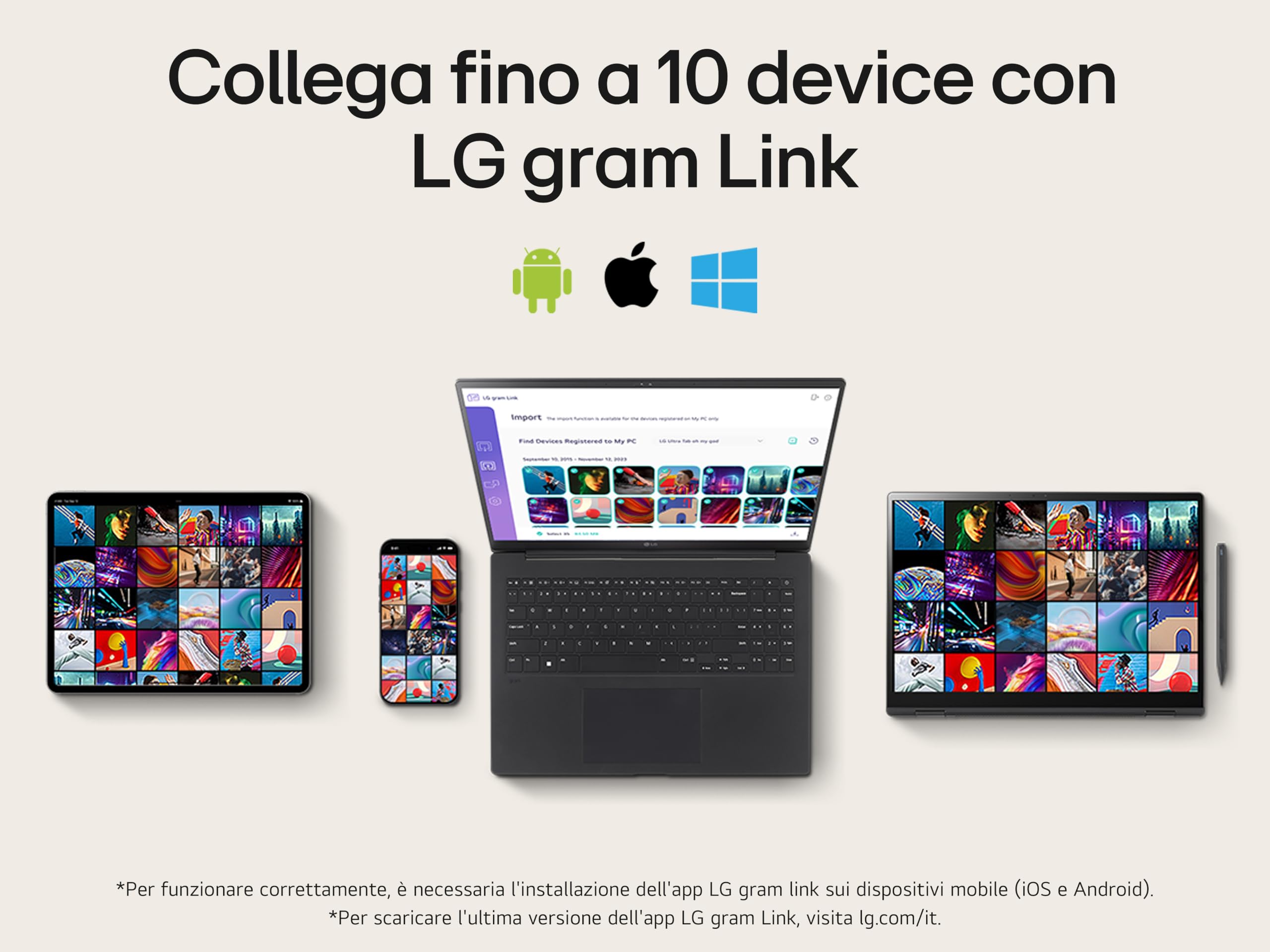 LG gram Pro 2in1 16T90SP Notebook convertibile 16" Touch 2.5K (2560x1600), Intel Core Ultra 7 155H, 16GB RAM, 512GB SSD, Ultraleggero solo 1.4kg, Batteria 77Wh, Windows 11, Tastiera italiana, Nero