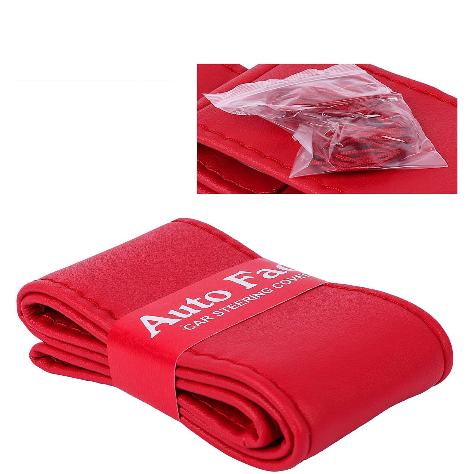 Autofact PU Leatherite Stitchable Steering Wheel Cover for Jeep Compass (Red Color)-image-35