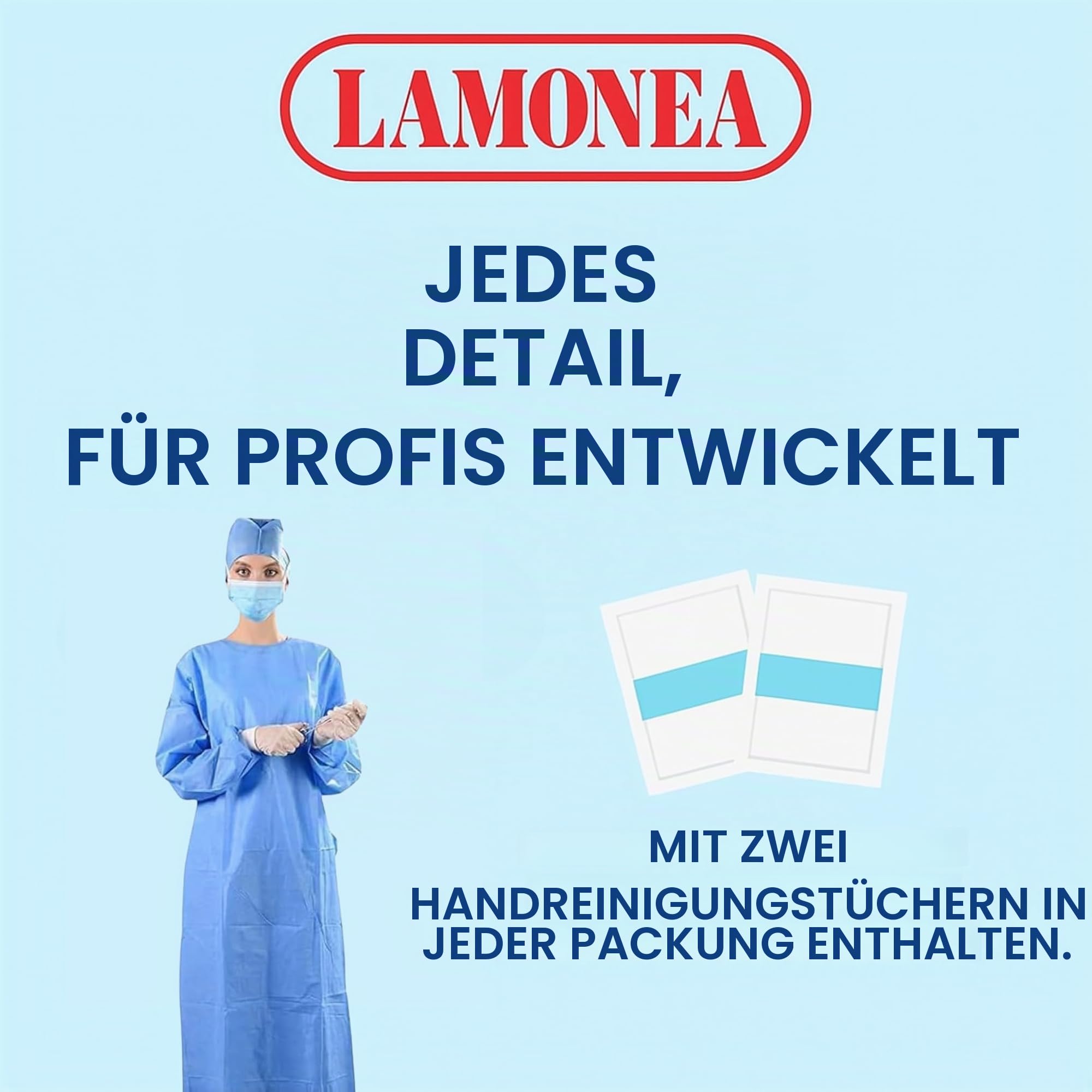 30 sterile chirurgische Hemden Standard Hellblau CE-zertifiziert - Einwegkittel, atmungsaktiv, maximaler Schutz - 2 Handwaschtücher enthalten - Verschiedene Größen (XL) - FGSG-SM40XL