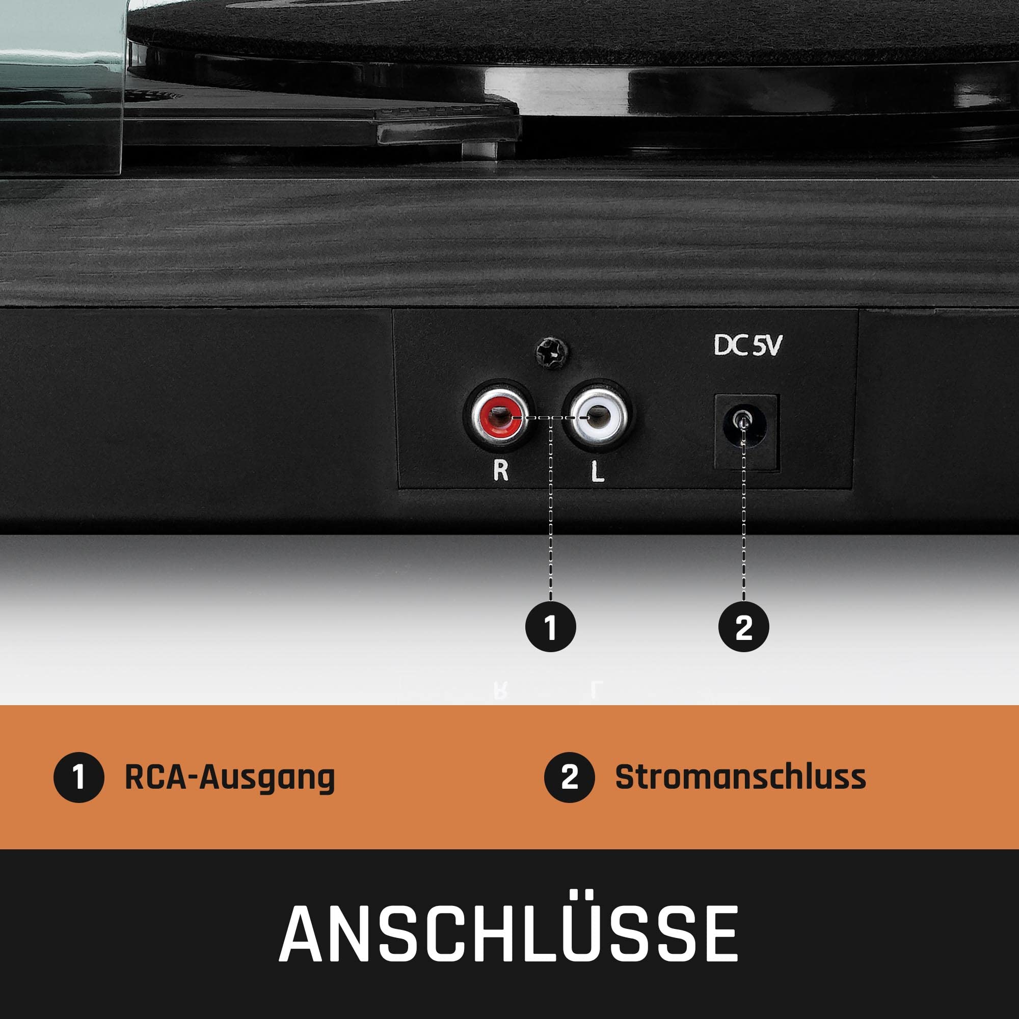 Lenco LS-10BK - Plattenspieler - Schallplattenspieler - Vinyl Player | Riemenantrieb - eingebaute Lautsprecher - Kopfhöreranschluß - 33 u. 45 U/min - RCA - Schwarz