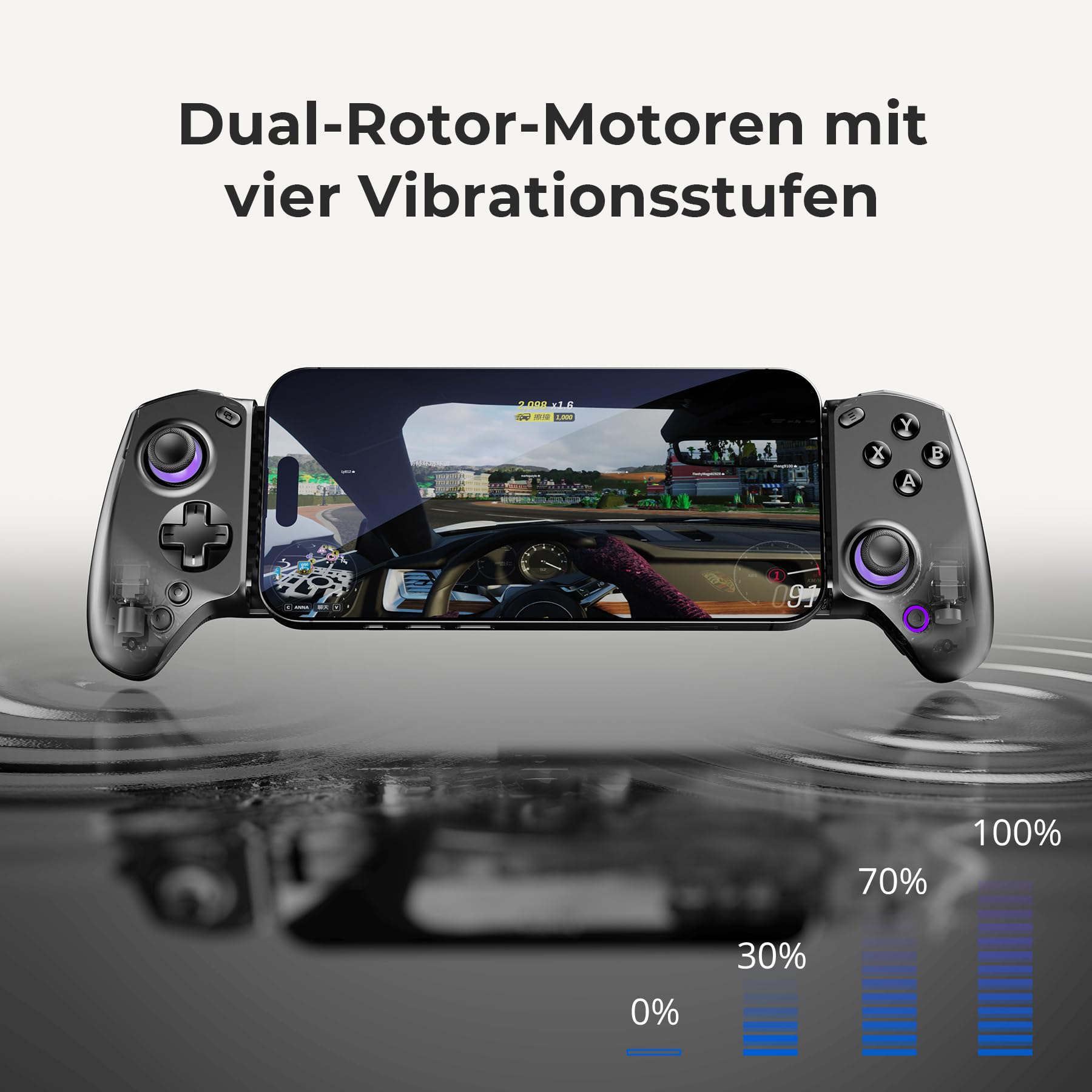abxylute S8 Bluetooth Mobile Controller für iPhone15/16/17, iPad, Android-Handys, Tablets, Switch 1 & 2 – Drahtloses Gamepad mit Hall-Sensor Joystick, Hall-Sensor Trigger, Schwarz (black)