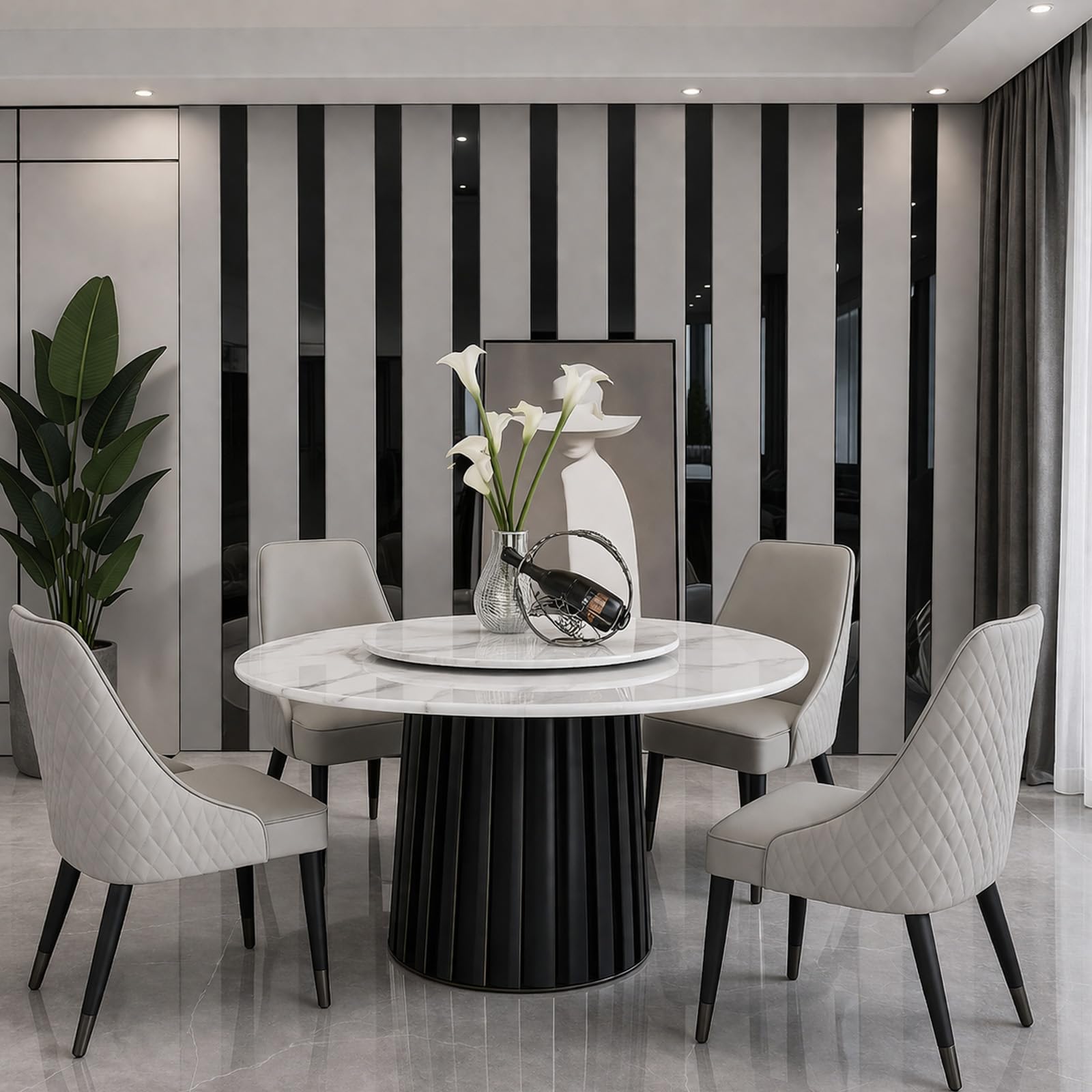 GREENSAPPIRE Long Mirror Wall Stickers 120cm x 4cm, Self Adhesive Acrylic Mirror Strips, Peel and Stick Decorative Mirror Panels for Living Room Bedroom Hallway Home Décor (50 PCS Black)