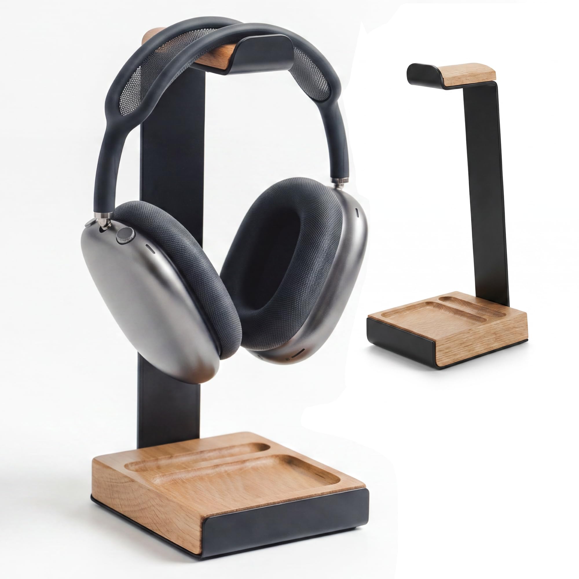 COREMINDED Universal Headphone Stand for Desk, Solid Wood Gaming Headset Stand, Heavy Duty Wooden Headphones Holder, Compatible with Airpods Max and More-image-48