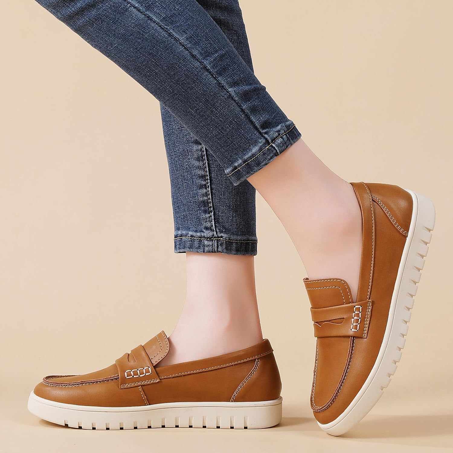 QAE Loafers for Women Penny Loafers Slip On Sneakers Womens Shoes Dressy Casual Comfortable Ladies Spring Shoes - Image 2