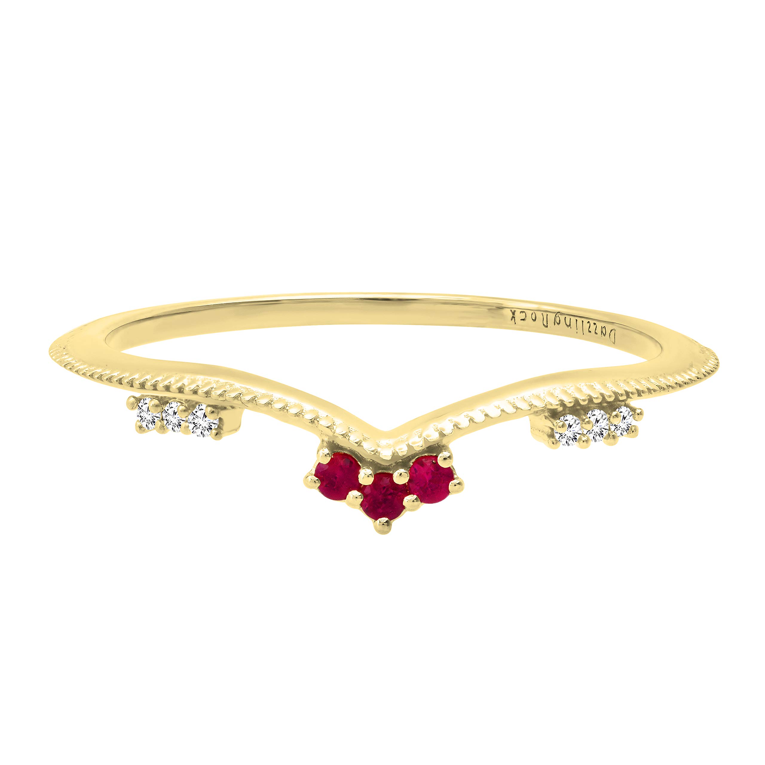 DazzlingRock Collection 10 quilates oro amarillo redonda Red IJ Ruby diamante blanco