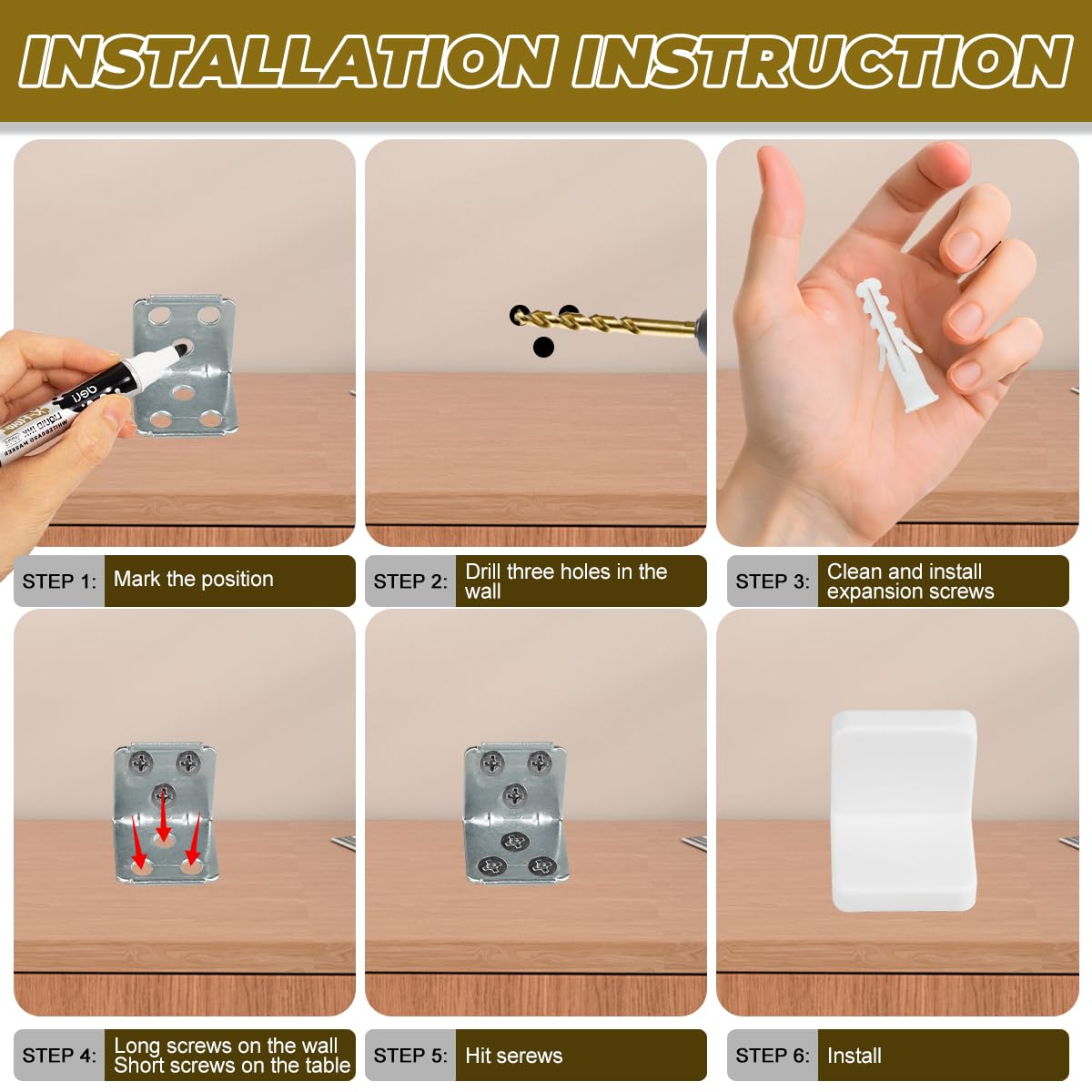 Furniture Anchor Kit 10 Sets Wall Anchors for Furniture with Screws Drilling to Install