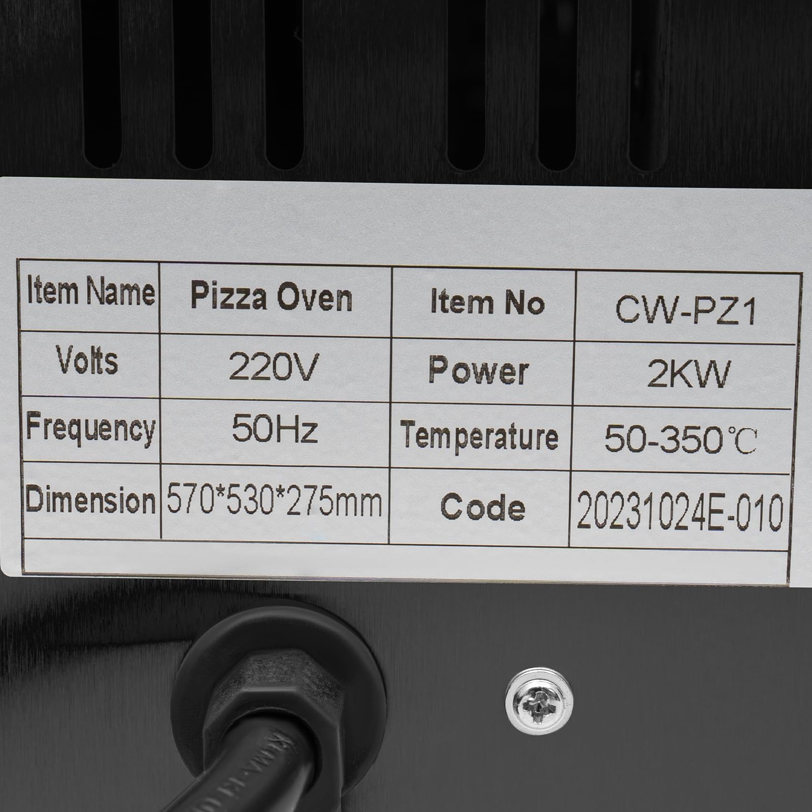 Horno de pizza encimera, 2000 W, horno eléctrico comercial para pizza con temperatura ajustable y temporizador de 0-30 minutos