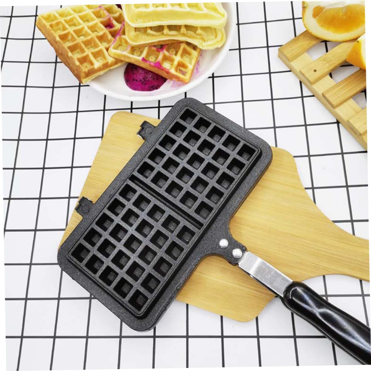 Sandwichmaker mit Antihaftbeschichtung aus Gussaluminium Waffelform Gasherd und Abwaschbarem Design für Kreatives Backzubehör Zuhause