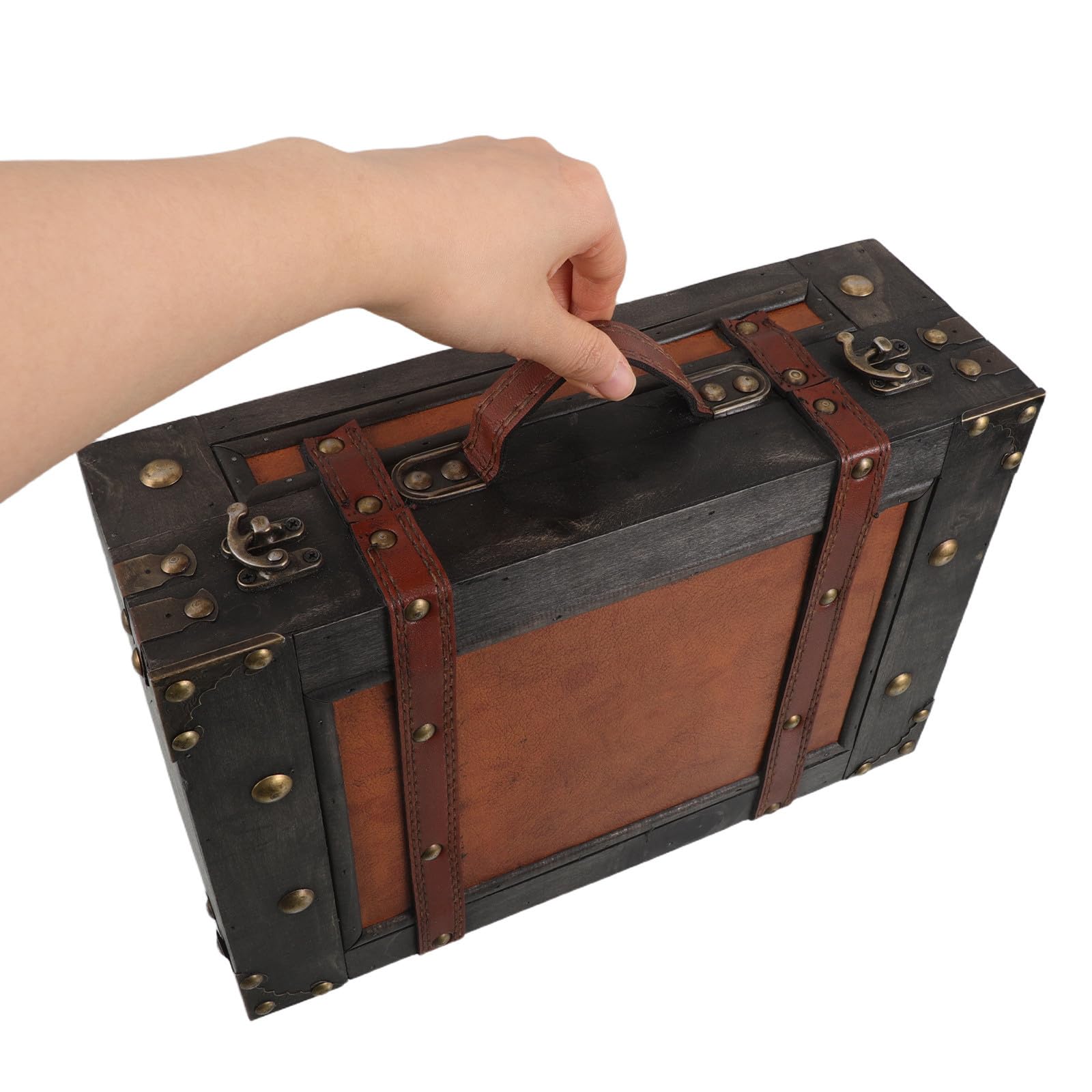 POPETPOP Maleta de Madera y Accesorio de Fotografía para Almacenamiento Vintage de Gran Capacidad, Caja Retro Adecuado para Embellecimiento del Hogar