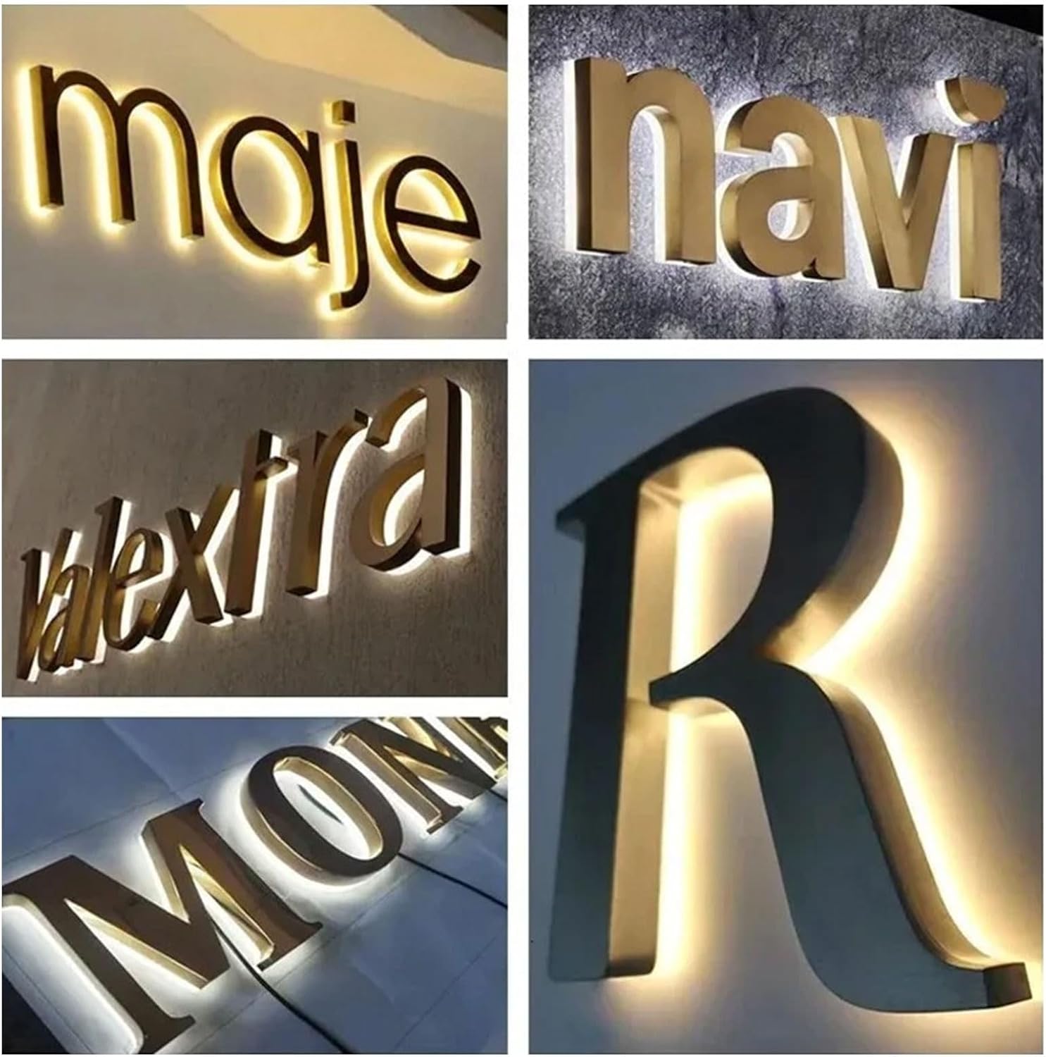 Large Custom Business Logo Sign, Personalized LED Backlit Channel Signs for Wall, Customizable Illuminated 3D Laser Cut Metal Letter Graphic Waterproof Signage for Company Office, Storefront, Salon, Clinic, Studio,Restaurant, Shopping Mall, Building