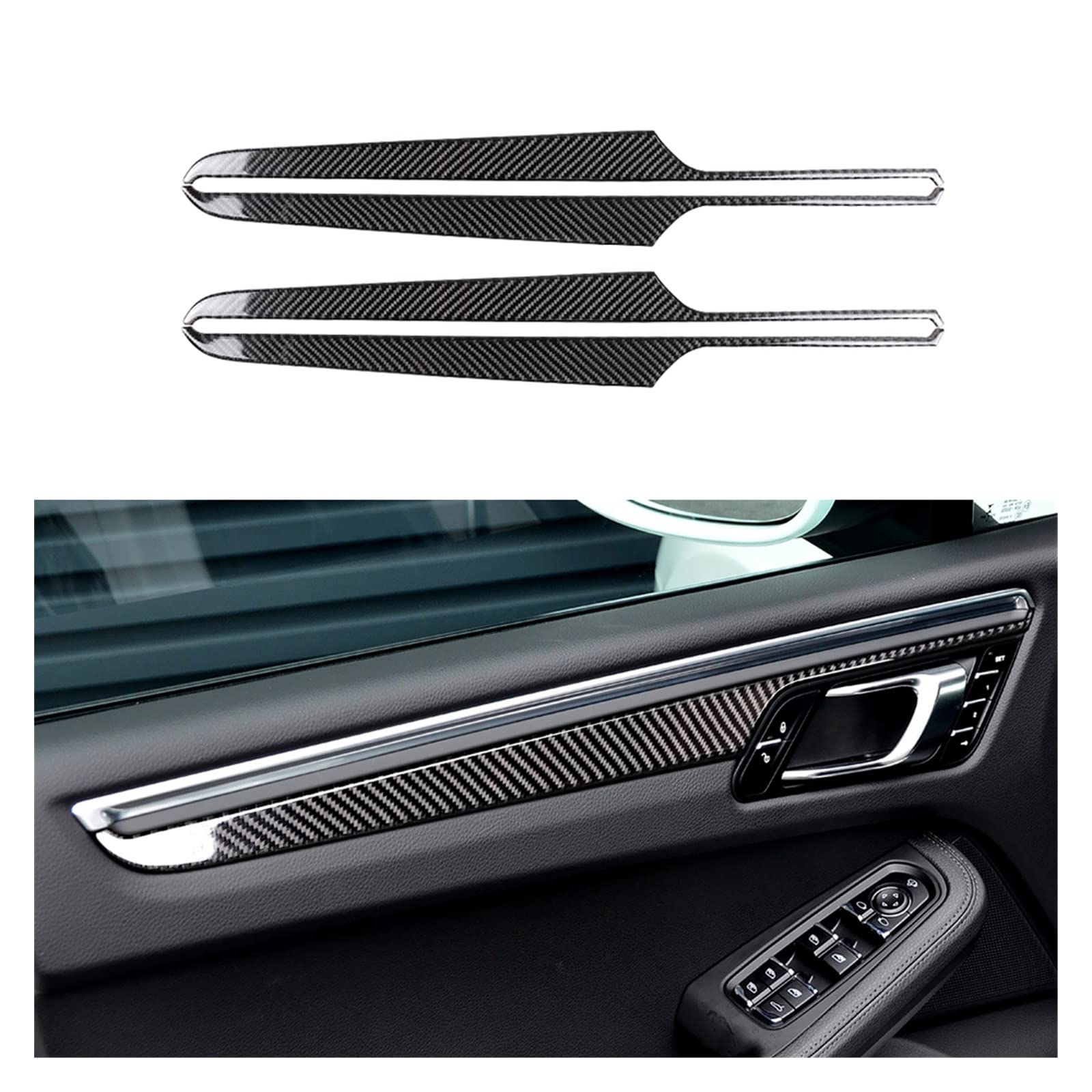 Pasuje do Porsche Macan Cayenne 2014-2021 drzwi samochodu z włókna węglowego panel wewnętrzny naklejka udekoruj pokrywę wykończenia Auto akcesoria do wykończenia straż zestawy naklejek