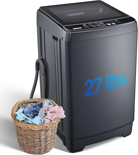Lavadoras portátiles de 27 libras con lavadora de ropa automática completa y giratoria combinada con 10 programas y 8 niveles de agua, secadora