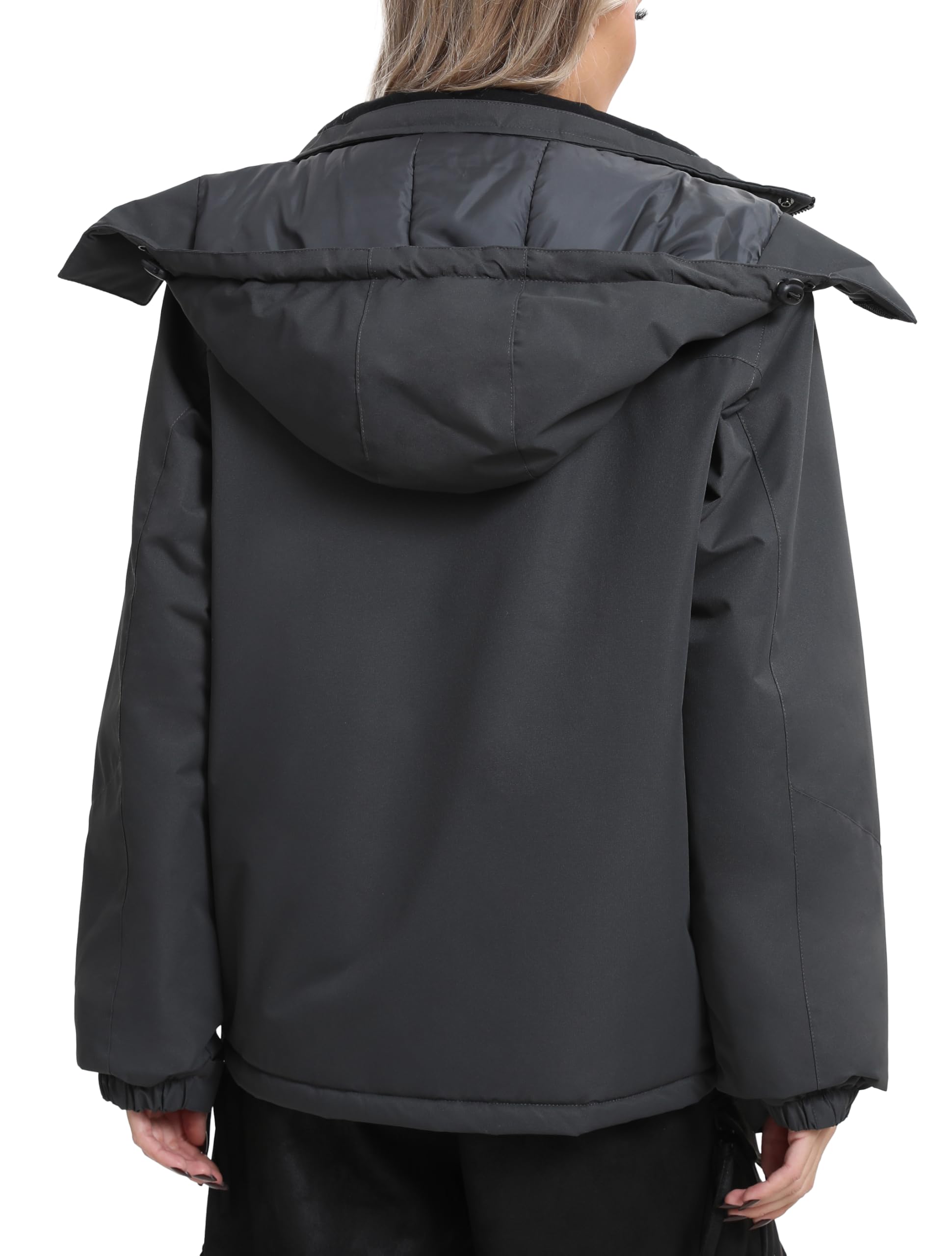 Veste Ski Femme Imperméable Polaire Veste Softshell Montagne Snowboard Hiver Chaud Coupe-vent Manteaux avec Capuche Amovible Extérieur
