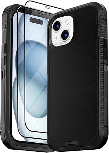 DHCALL Funda para iPhone 11 (6.1 pulgadas), con 2 protectores de pantalla de vidrio templado protección resistente contra caídas de grado militar, a
