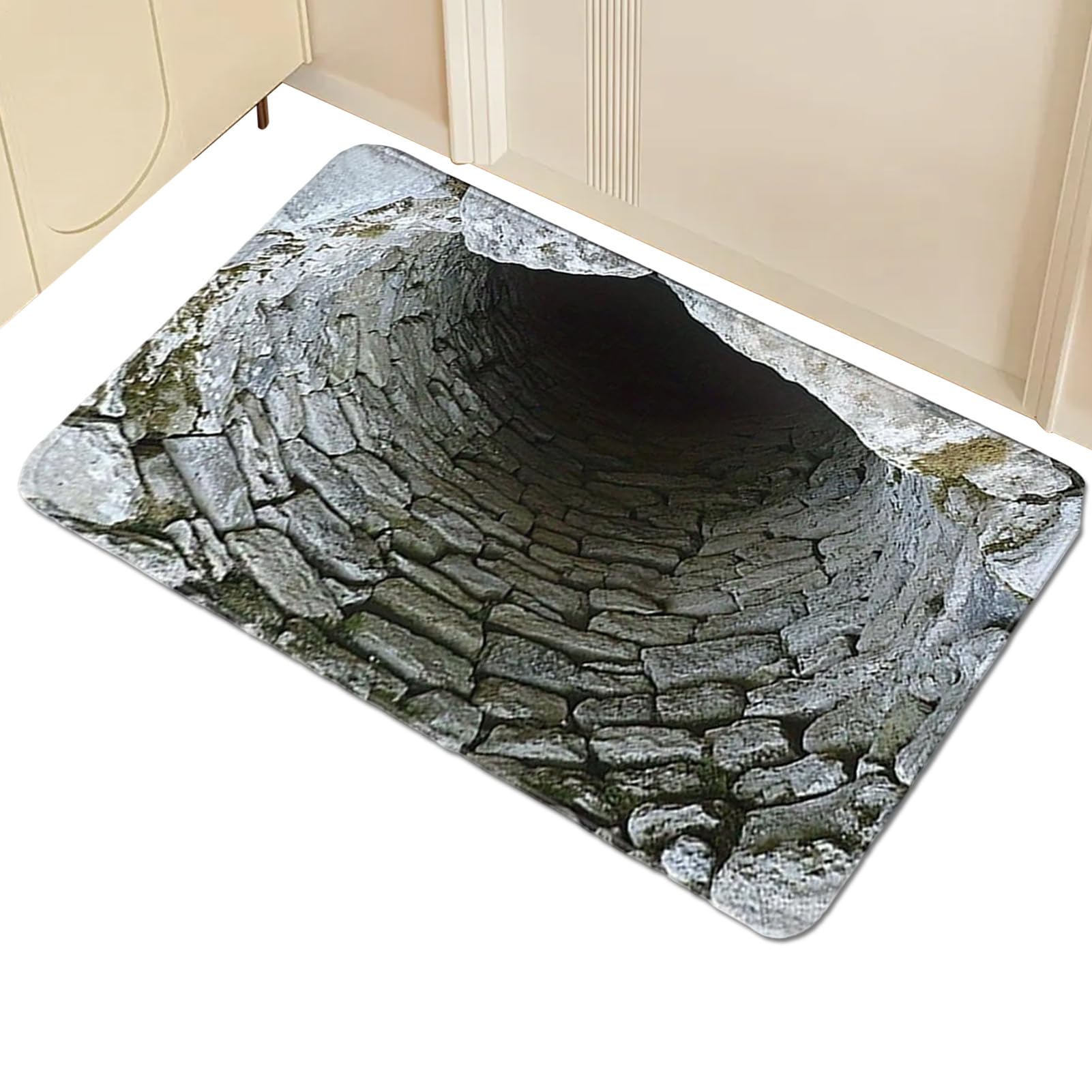 Paillasson de porte effet trou 3D idéal pour décorer une entrée moderne