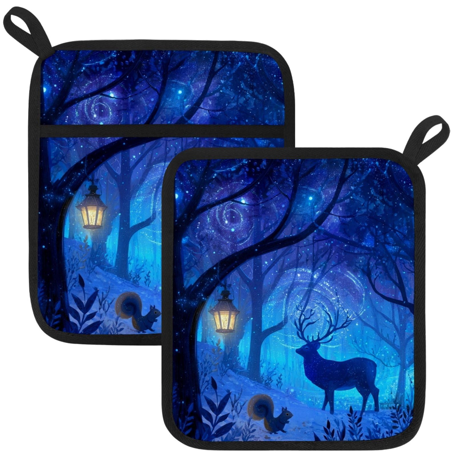 VAPOKF Deer Squirrel Pot Holder, Heat Resistant Oven Cloths, Potholders & Oven Gloves, for Kitchen Cooking & Baking, Thick & Safe, Protection of Hands From Hot Utensils