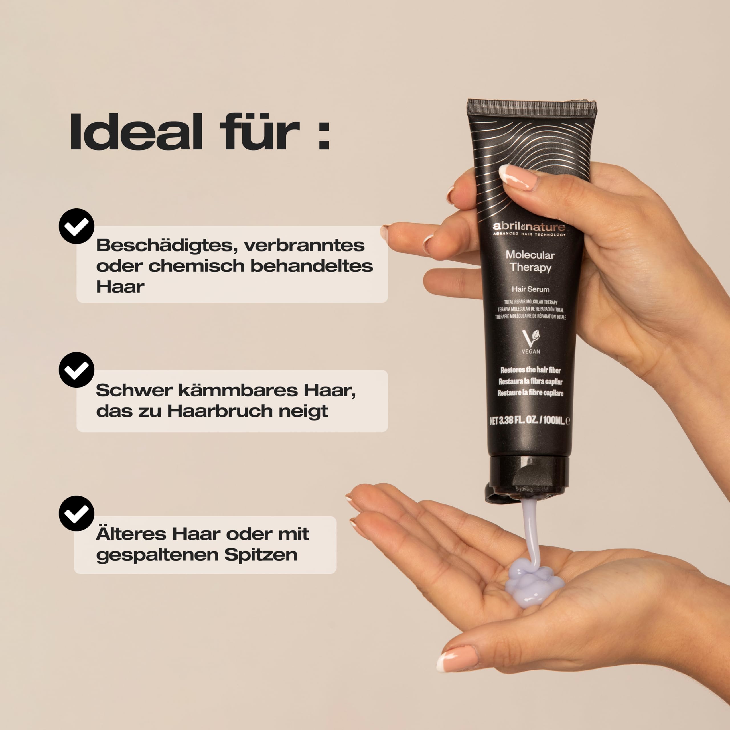 abril et nature - Professionelles Haarpflege-Set Reparatur - Molecular Therapy - Shampoo-, Maske- und Serum-Set für geschädigtes, beanspruchtes oder alterndes Haar - Restauriert und repariert - 550 ml
