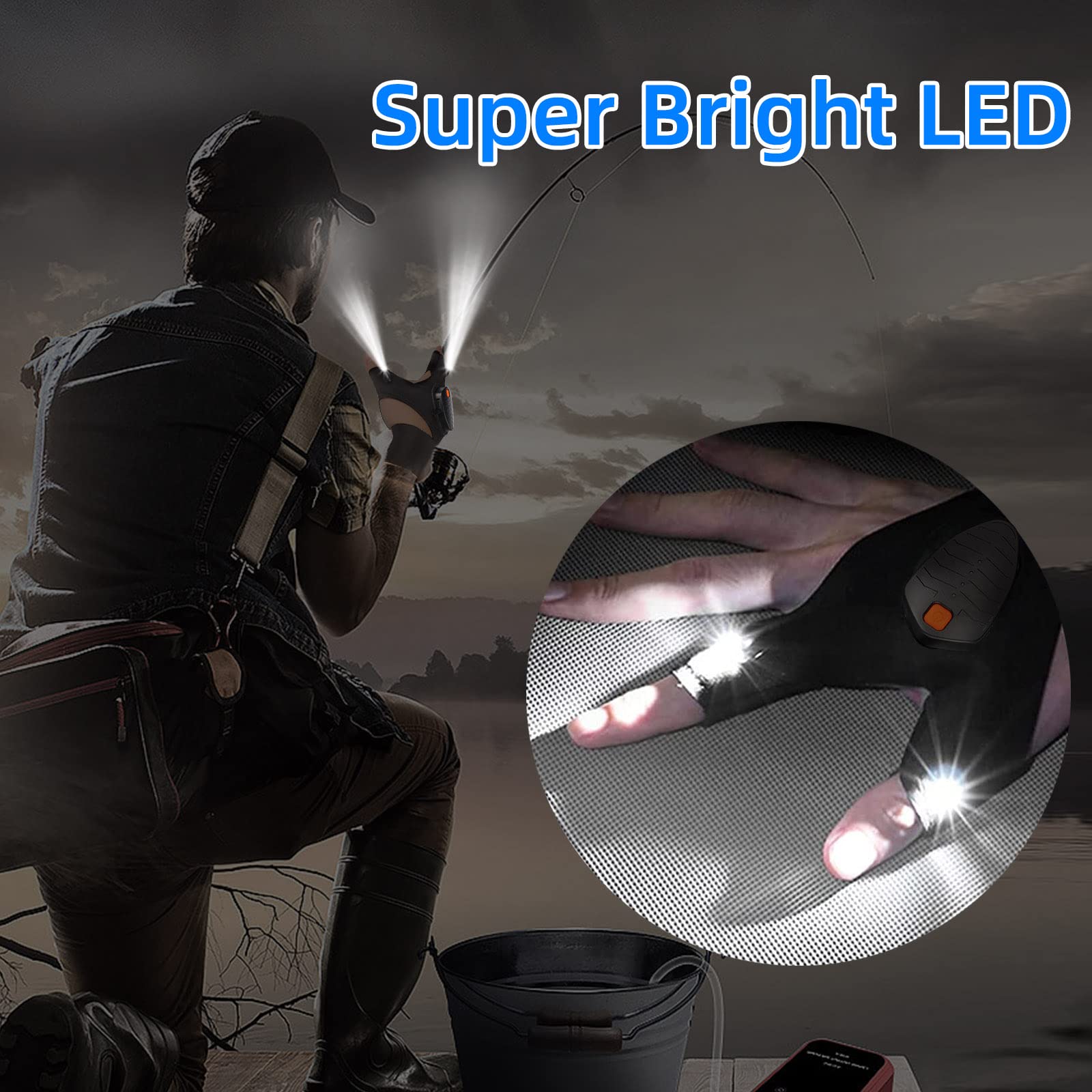Guantes de linterna LED, regalos para hombres, mujeres, Navidad, cumpleaños, accesorios geniales para papá, marido, novio, impermeables, recargables, luces manos libres