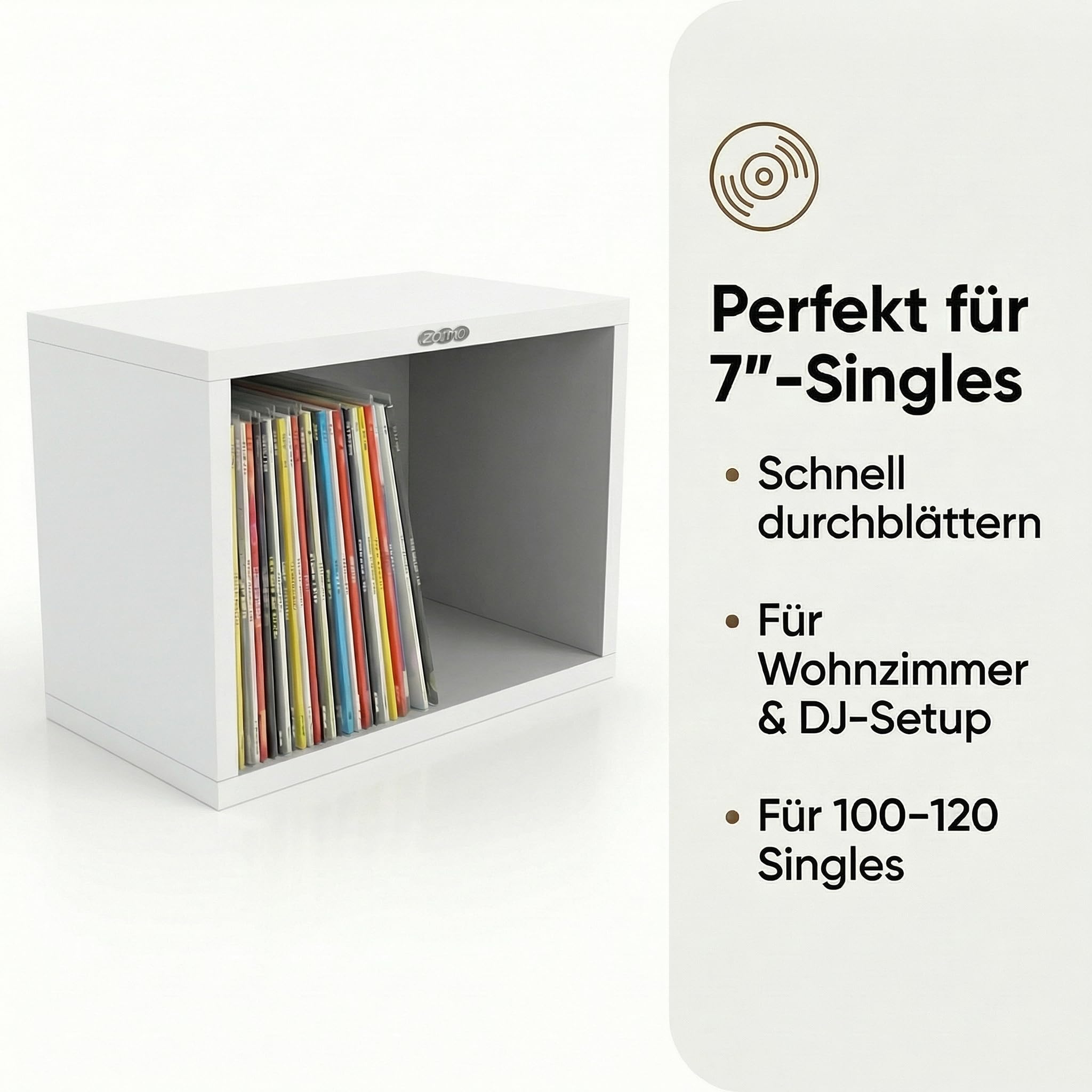 Mobiletto Per Vinili 7" Zomo Vs-Box 7/100 Bianco