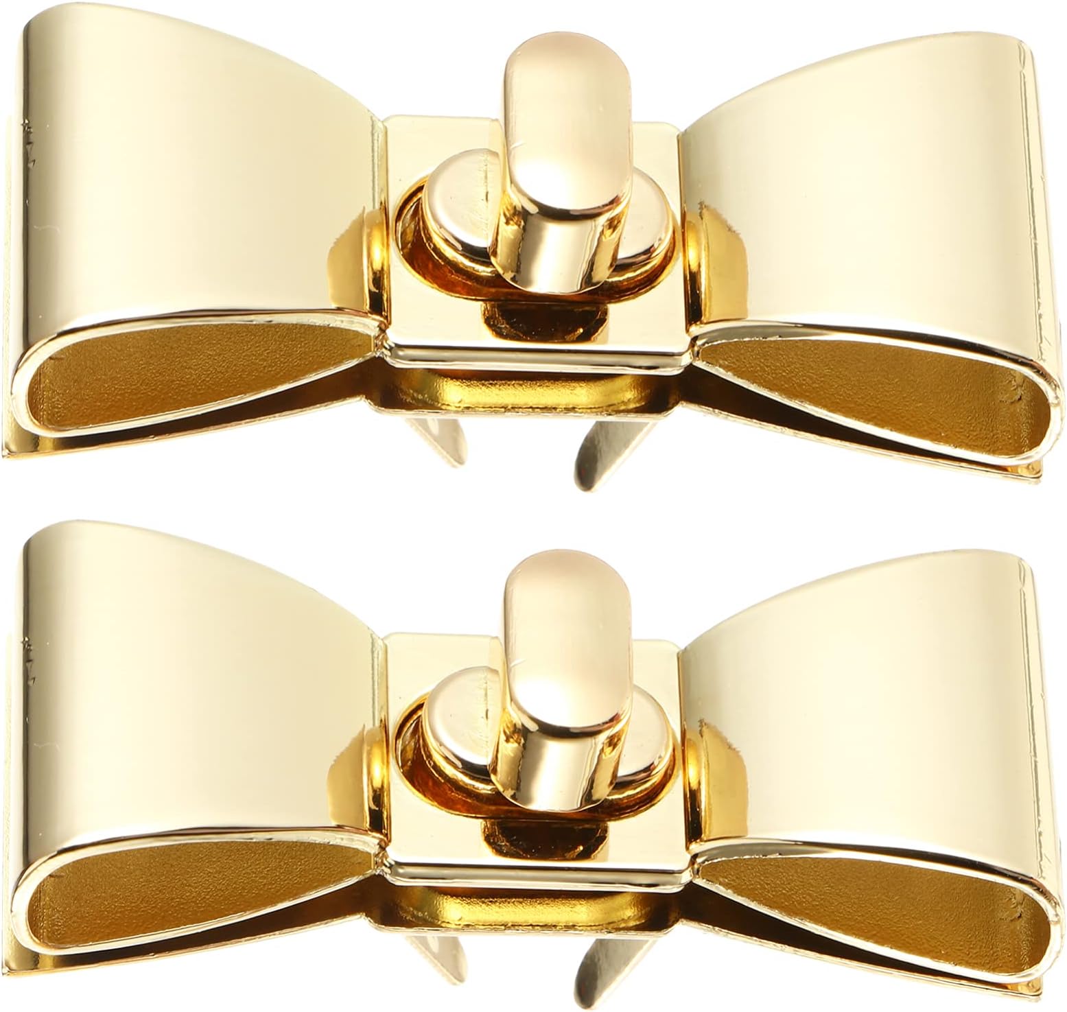 VILLCASE 2pcs Turn Locks for Purses, Bowknot Shape Turn Lock Clasp Purse Closure Twist Locks Golden Purse Closure Twist Lock Fastener for Purse Hardware