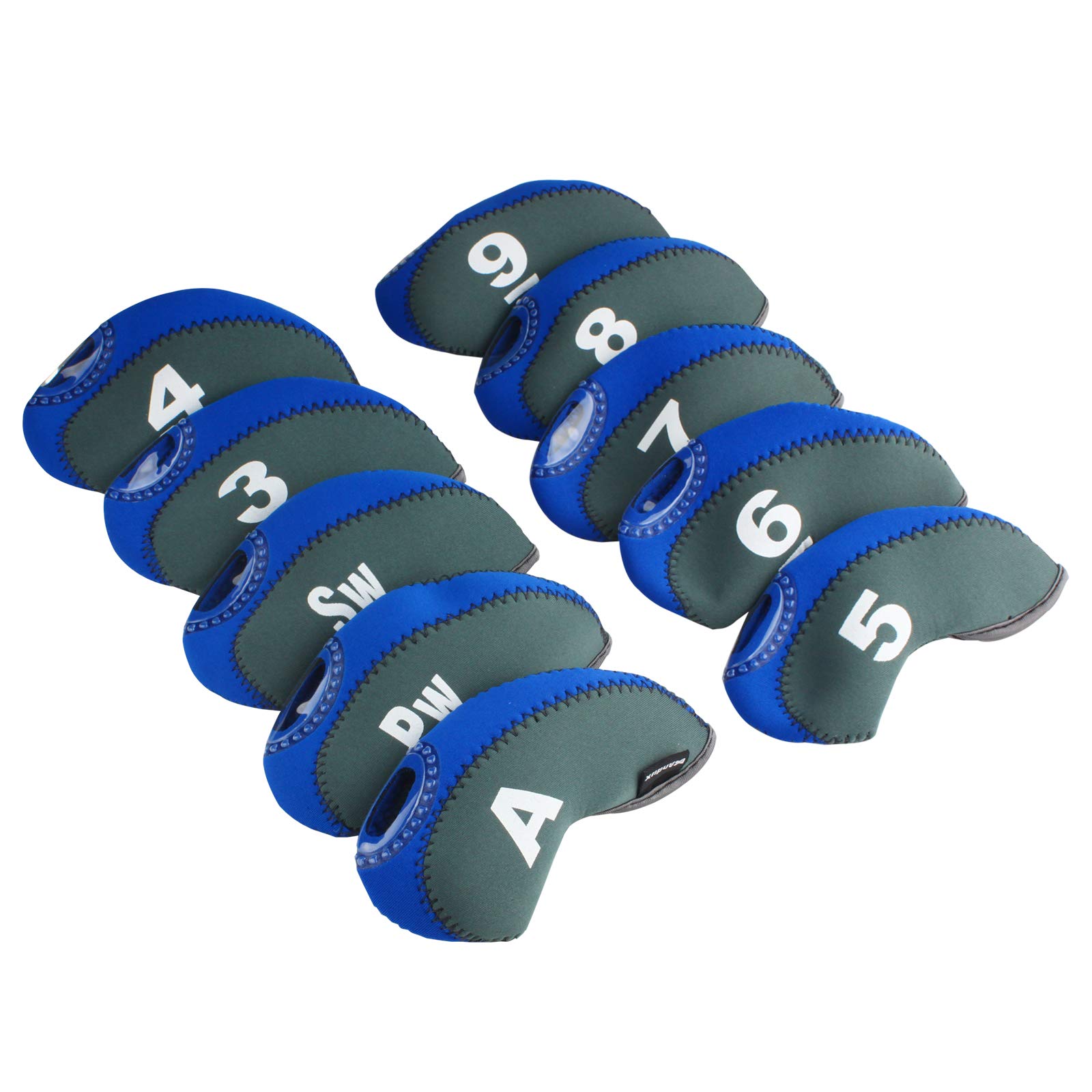 Andux Number Print Golf Iron Club Head Covers with Transparent Window 10pcs/Set